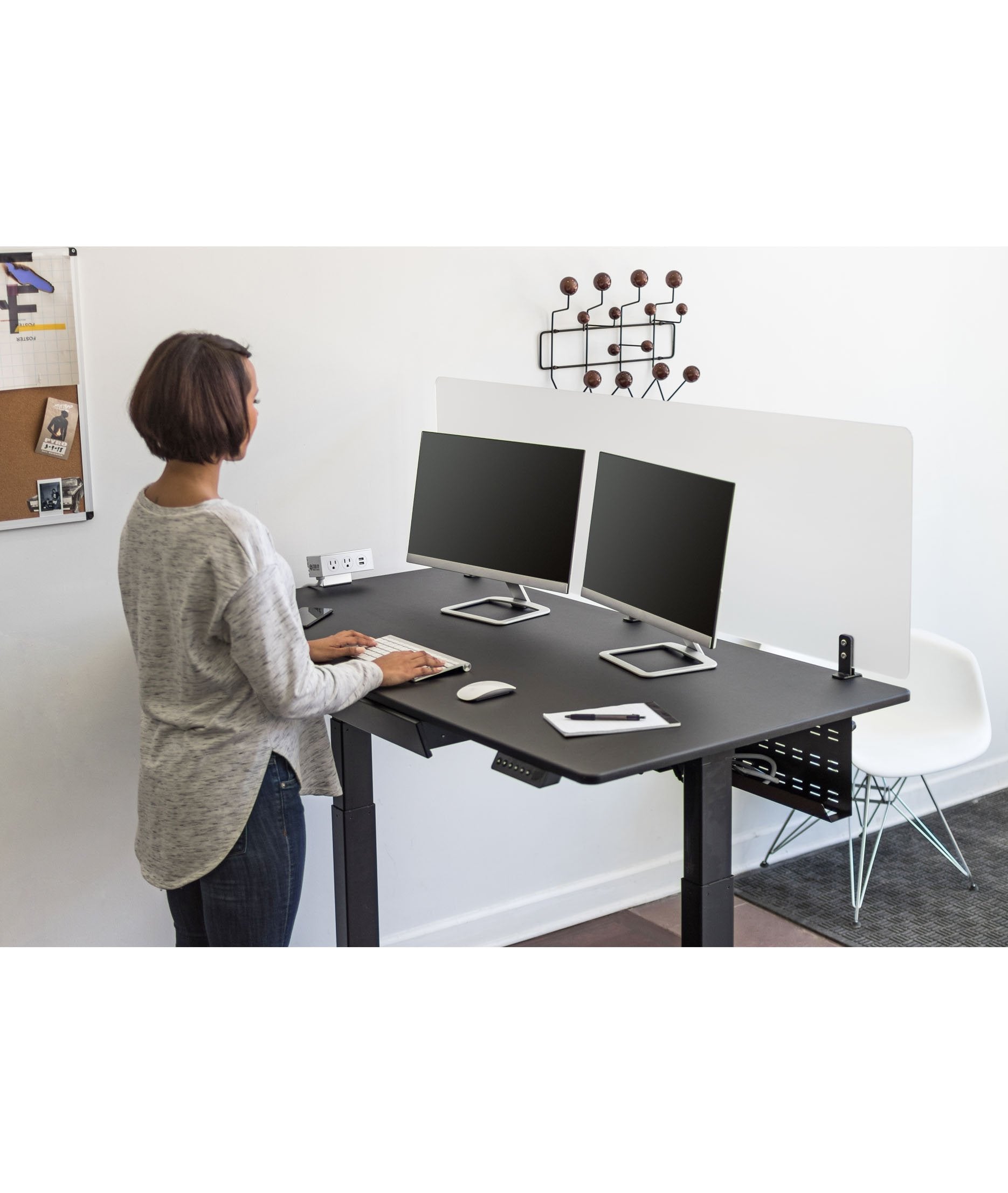 Stand Up Desk Store Under Desk Cable Management Tray Black Horizontal Computer Cord Raceway And Modesty Panel (Black, 51)