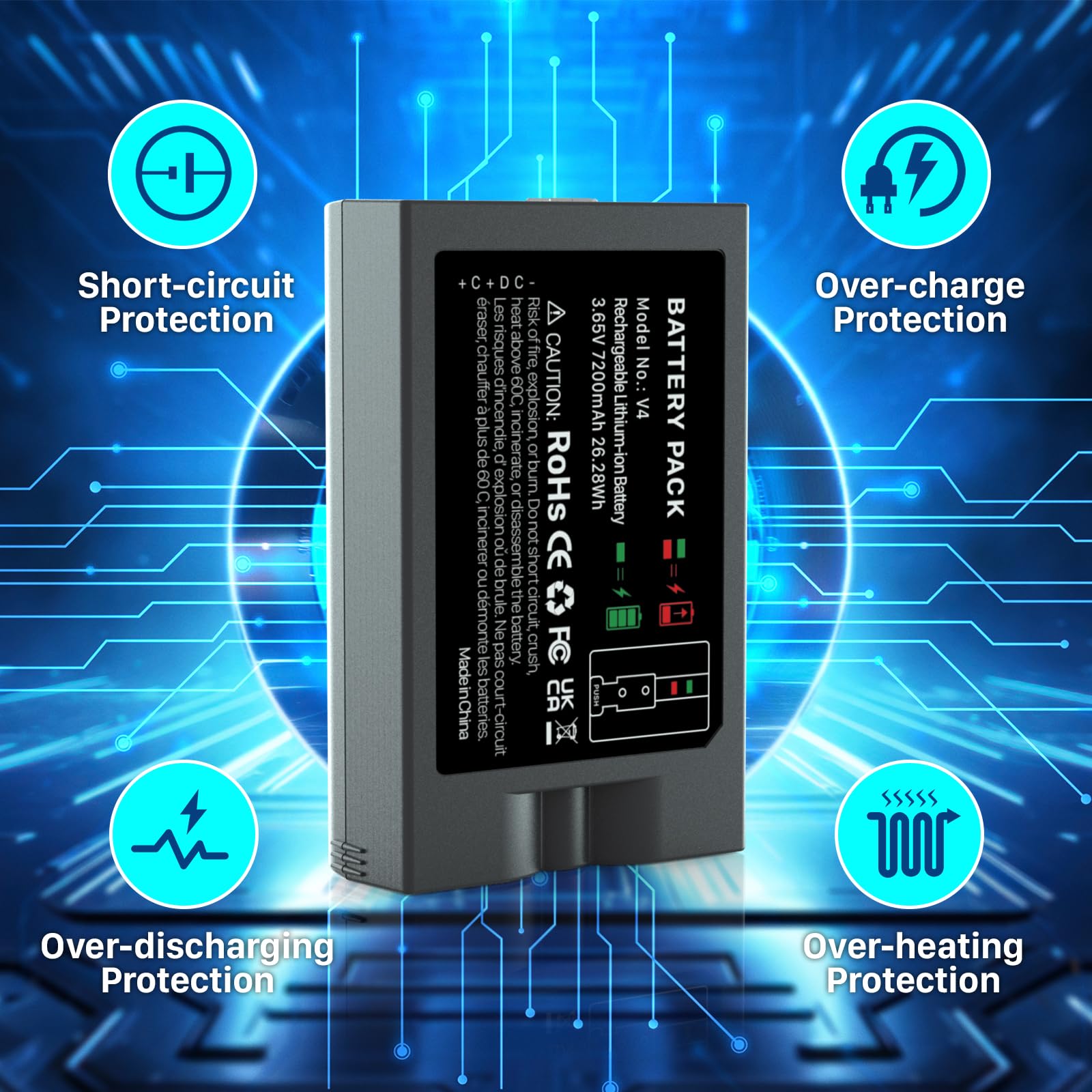 Replacement Battery For Ring, [2024 New Upgraded] 7200Mah High Capacity For Ring Video Doorbell 2/3/4, Video Doorbell 3 Plus, St