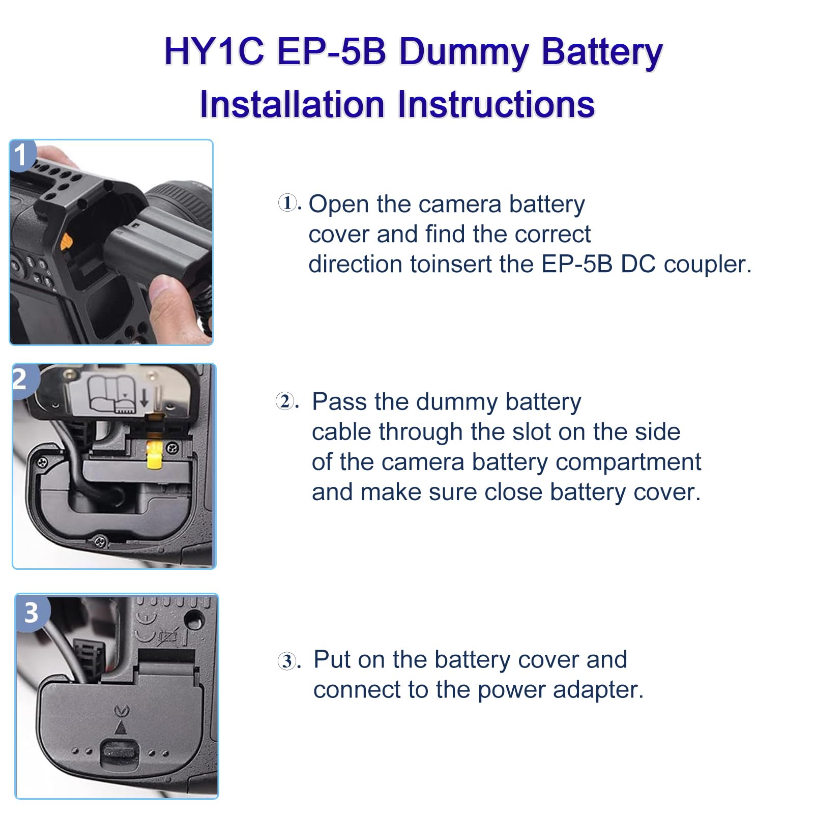 Hy1C Ep 5B Power Supply Connector Eh 5 Ac Adapter En El15 Dummy Battery Kit For Nikon Z5, Z6, Z6 Ii, Z7, Z7 Ii, Z8, D500 D610 D750 D780 D800 D800E D810 D810A D850 D7000 D7100 D7200 D7500 Cameras