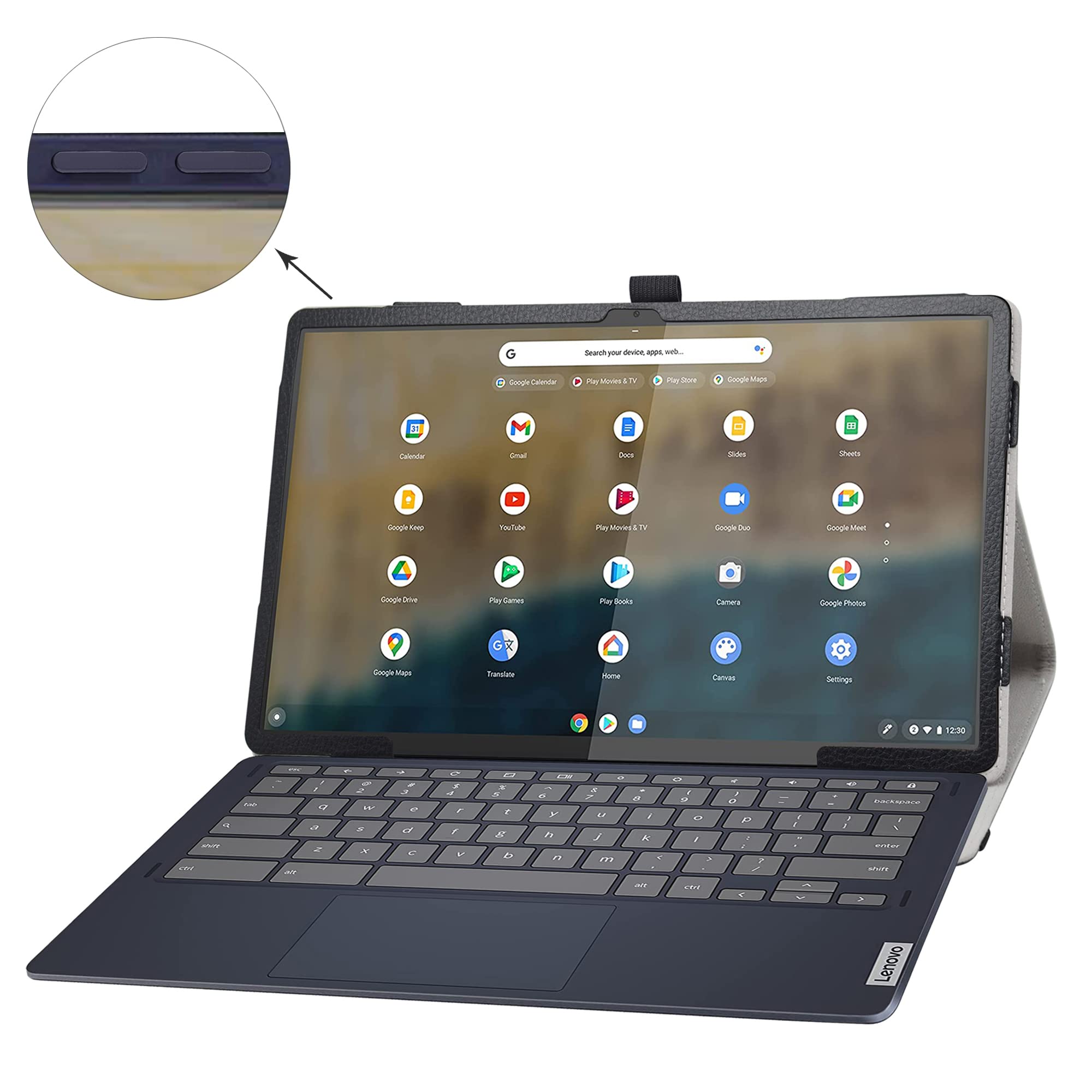 Bige For Lenovo Ideapad Duet 5 Chromebook 13.3 Case,Pu Leather Folio 2-Folding Stand Cover For Lenovo Ideapad Duet 5 Chromebook