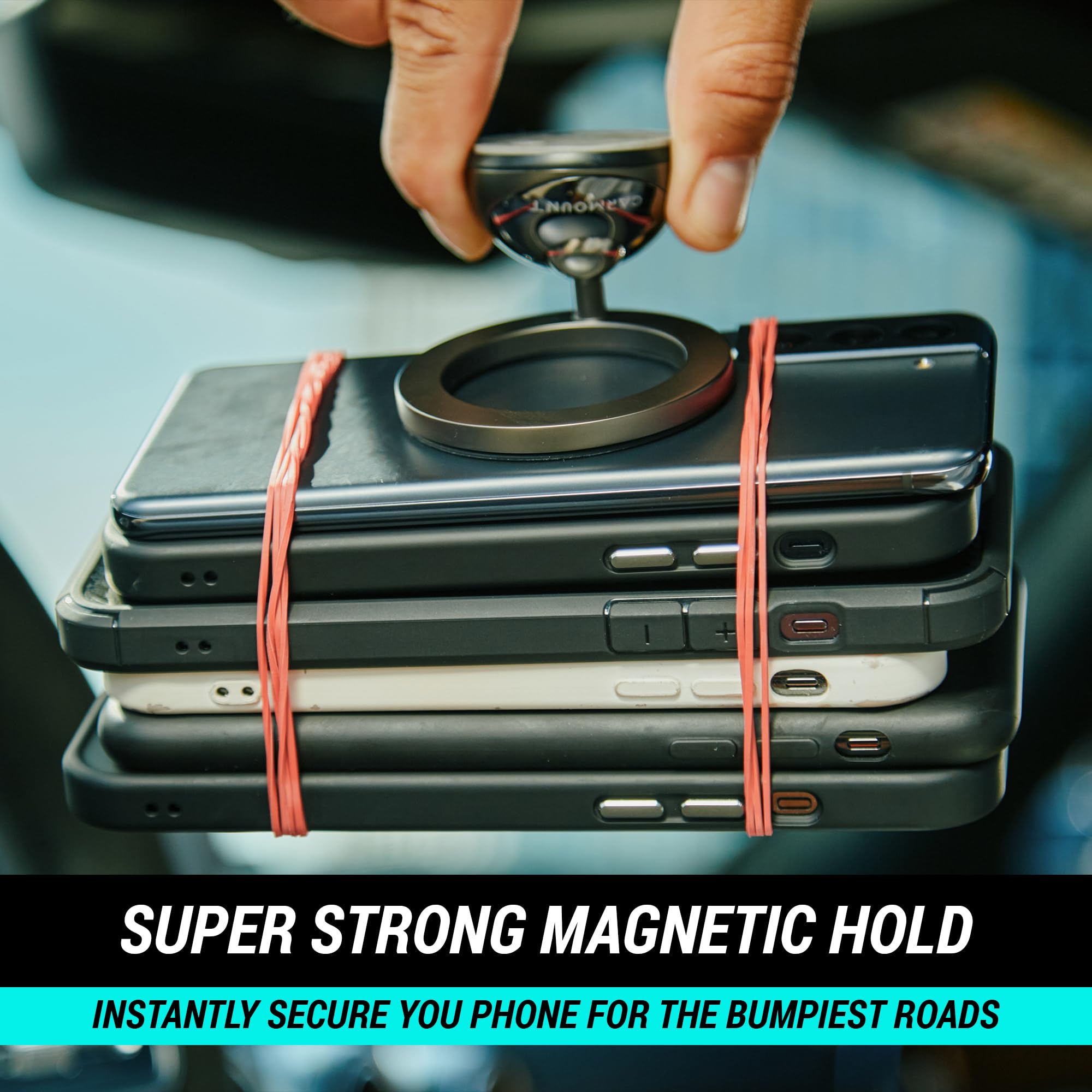 Carmount F3 Magsafe Car Mount | All-Metal Magnetic Phone Dashboard Holder With N52 Magnets Super Strong Hold | 360 Rotation | Un