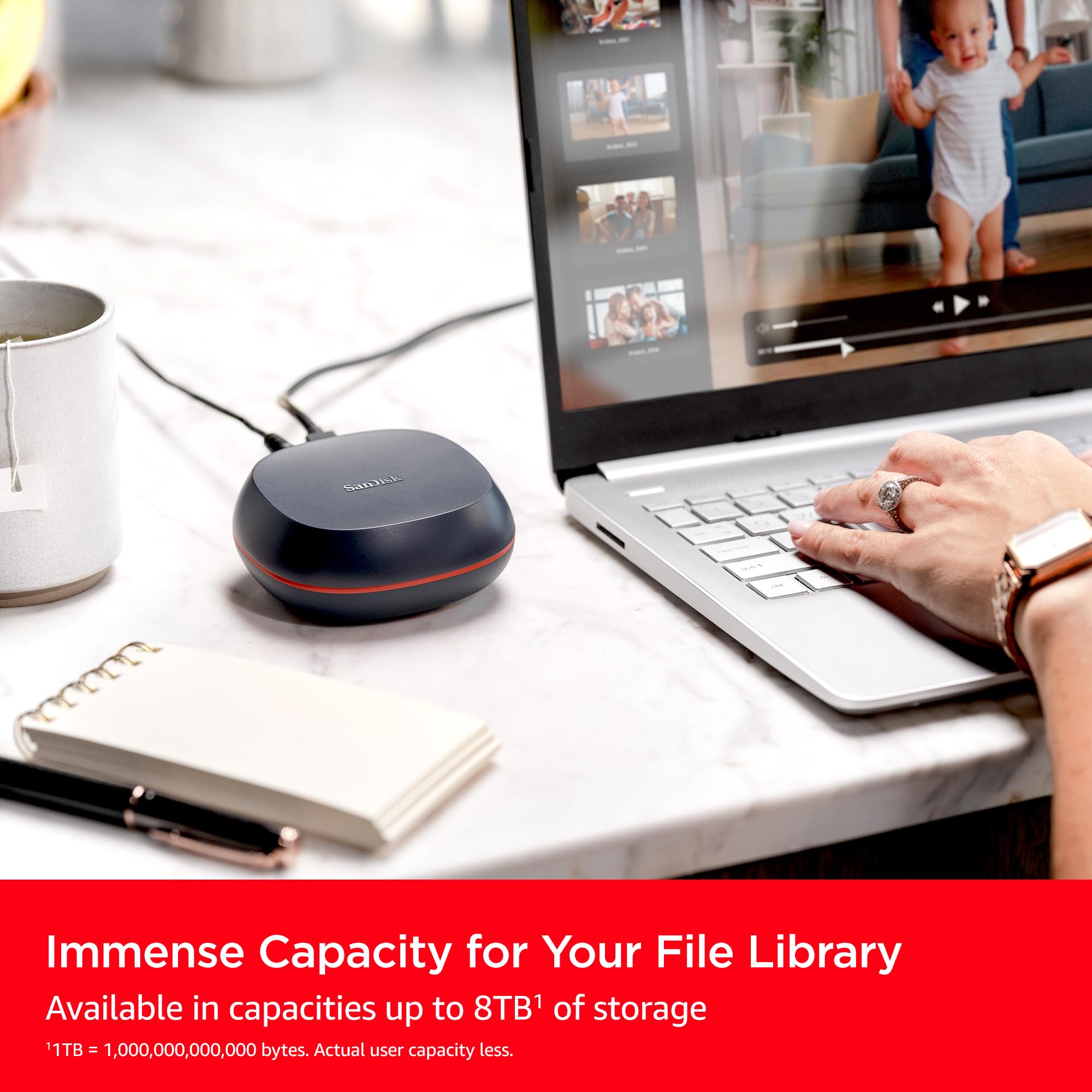 Sandisk 8Tb Desk Drive Ssd - Desktop External Solid State Drive, Up To 1000Mb/S, Usb-C, Usb 3.2 Gen 2 - Sdssdt40-8T00-Na25