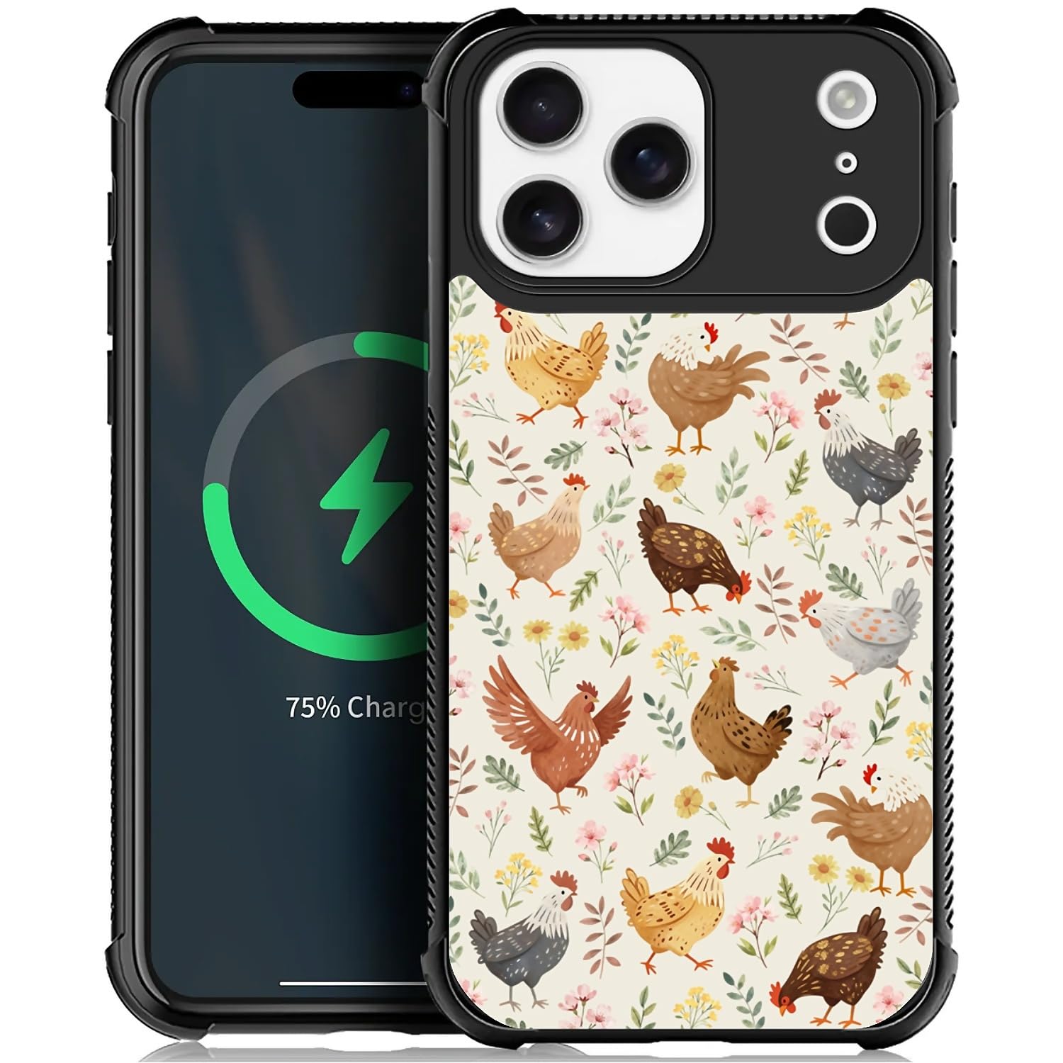 Deaorew for iPhone 17 Pro Max Case | Compatible with MagSafe | Classic Slim Cover Design | Countryside Chicken Flowers