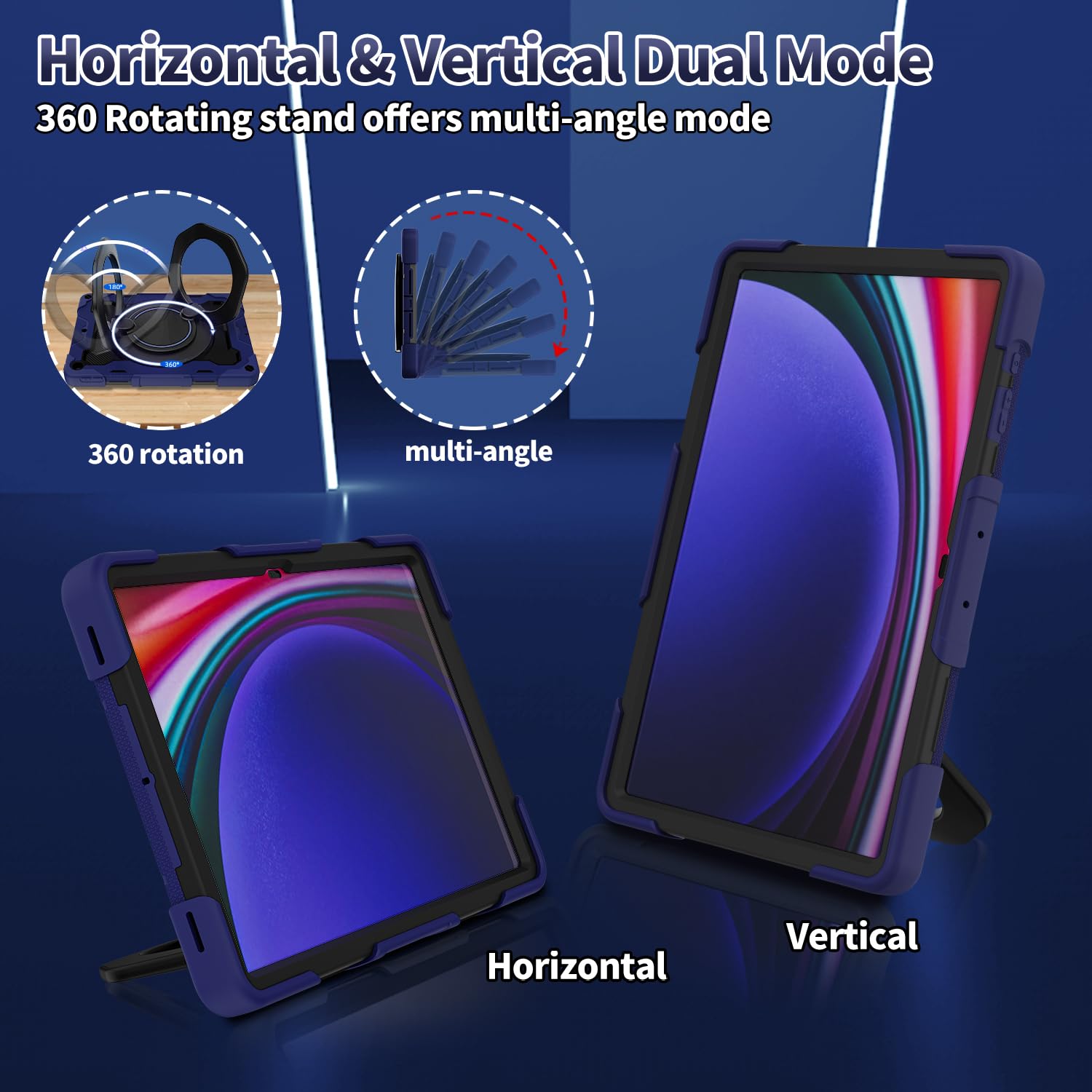 Roiskin For Samsung Galaxy Tab S9 Ultra/ S8 Ultra Tablet Case 14.6'' With Hd Screen Protector Pencil Holder |360 Kickstand,Shoul