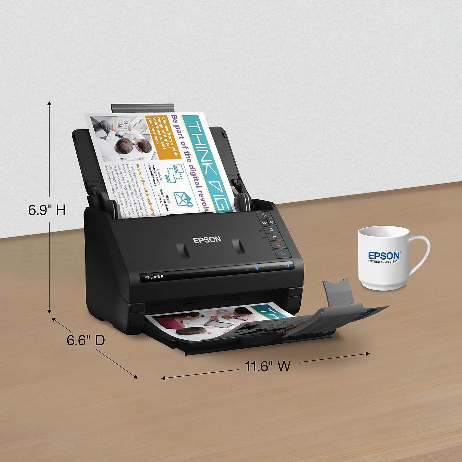 Epson Workforce Es 500W Ii Wireless Color Duplex Desktop Document Scanner For Pc And Mac, With Auto Document Feeder (Adf) And Sc