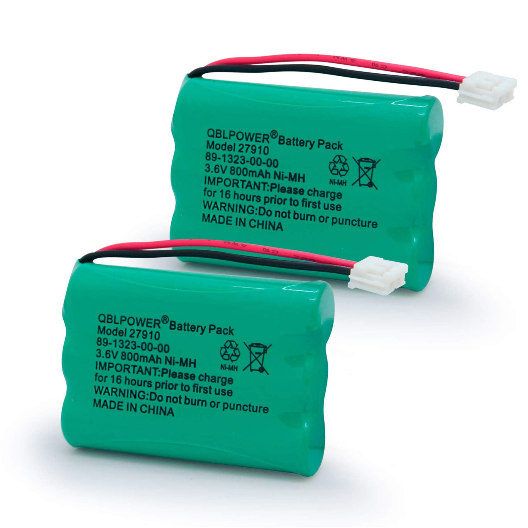 Qblpower 27910 Cordless Phone Battery Rechargeable Compatible With Vtech 89 1323 00 00 At&T E1112 E2801 Tl72108 Motorola Sd 7501 Radioshack 23 959 Cordless Handsets 3.6V(Pack Of 2)