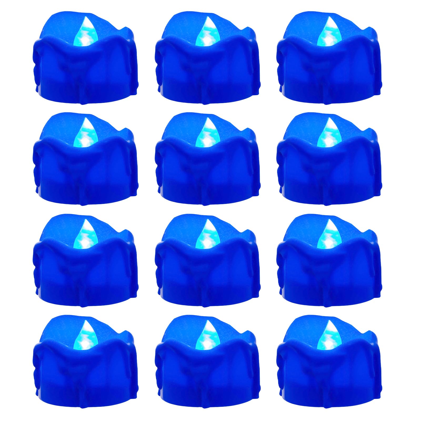 Windshell Blue Flickering Flame Tealight Candles With Timer, Melting Design (Plastic), Battery Operated Led Flameless Royal Blue