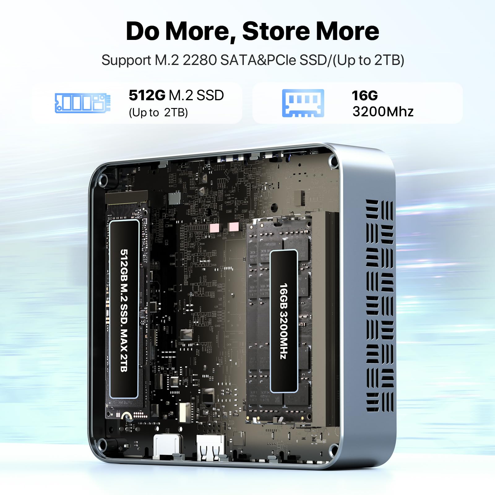 Peladn Mini Pc, Intel Twin Lake N150 (Upgraded N100,Up To 3.6Ghz) 16Gb Ddr4 Ram 512Gb Pcie M.2 Ssd,Mini Desktop Computer 4K Dual