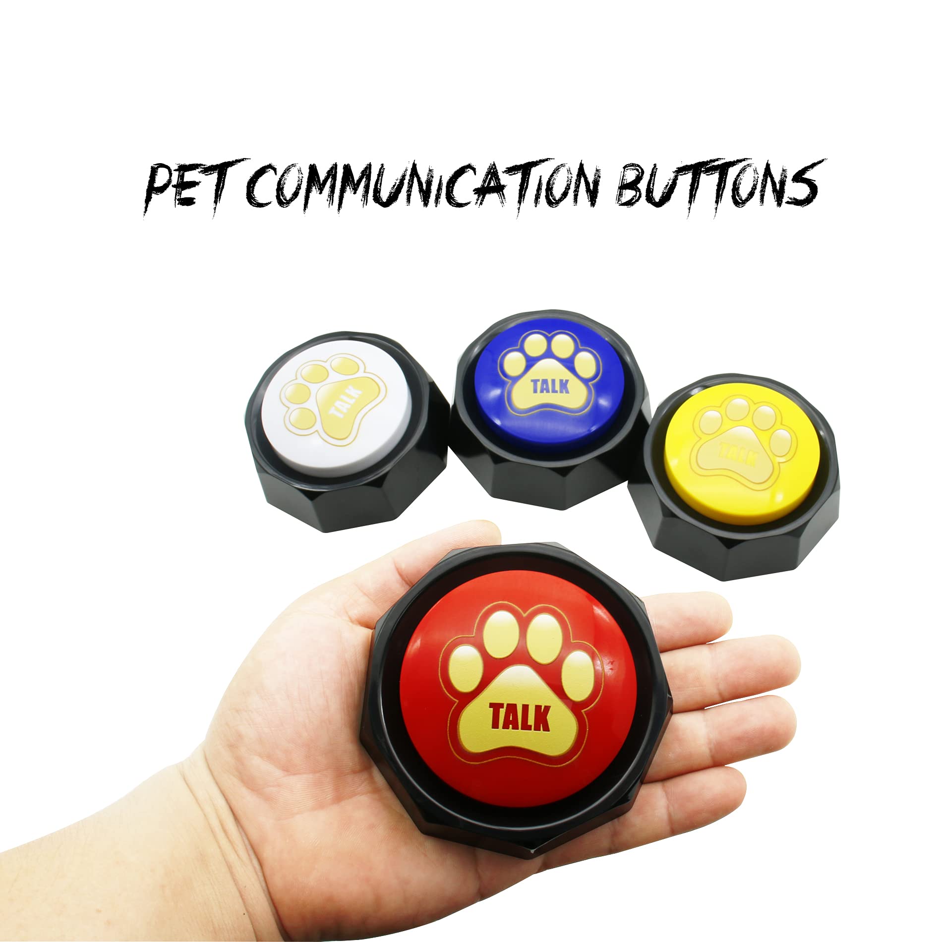 Anbilila Recordable Talking Buttons, Dog Communication Buttons, Recordable Sound Buttons, Set Of 4 Color Buzzers, Pet Training B