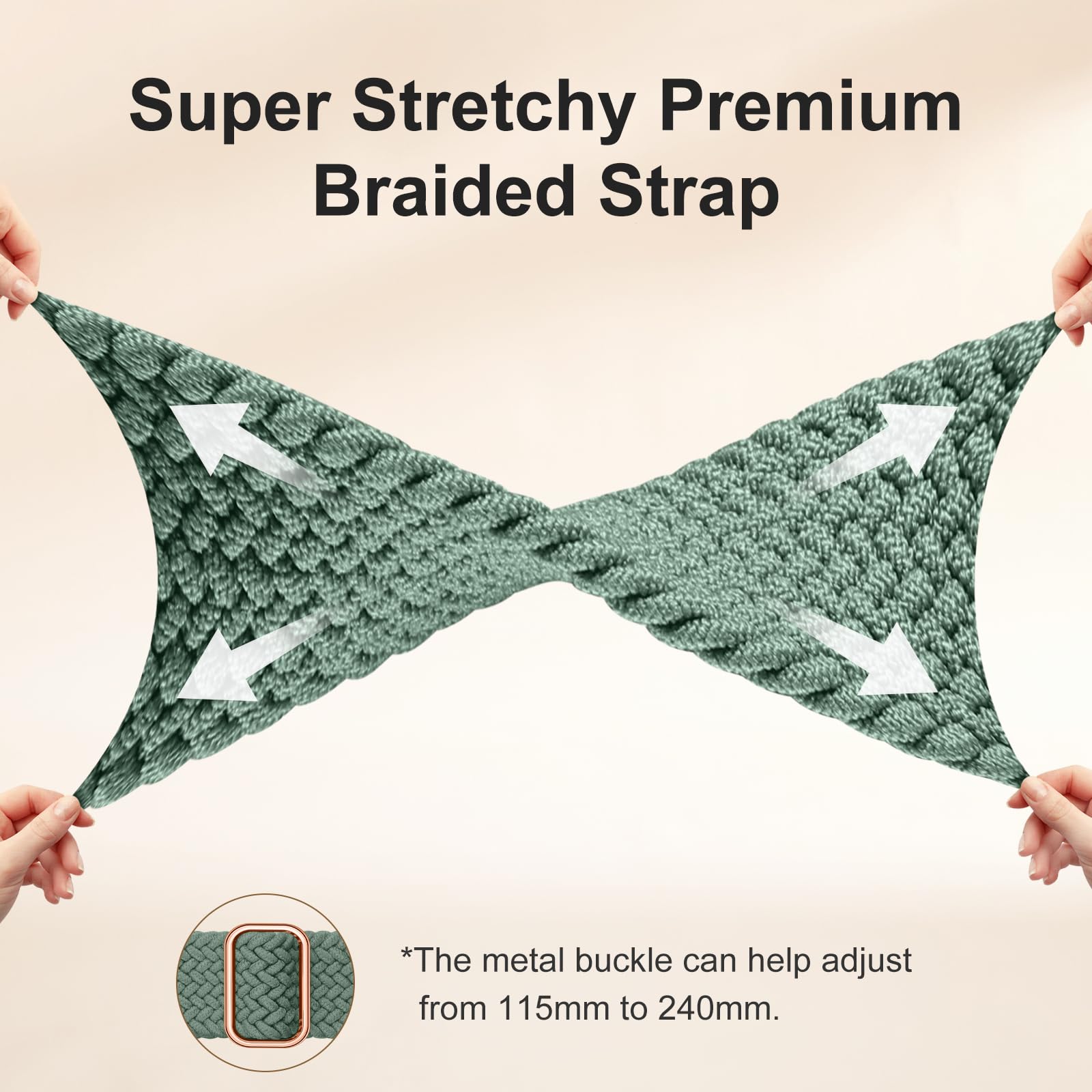 Maledan Compatible For Fitbit Sense/Sense 2/ Versa 3/ Versa 4 Bands Women Men, Adjustable Stretchy Solo Loop Elastic Nylon Sport