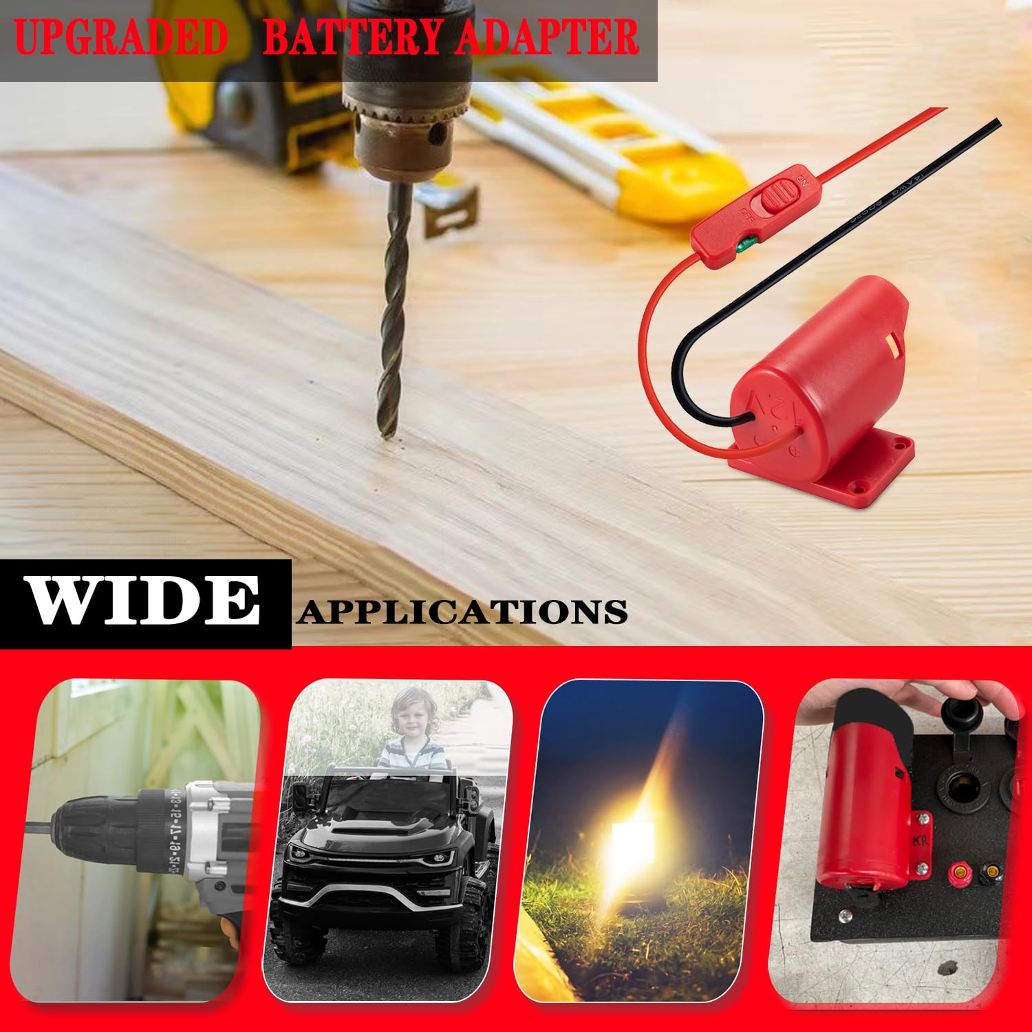 Crtbelfy Upgraded Battery Adapter for Milwaukee M12 12V - All-in-One Fuse & Switch Power Wheel Converter Kit