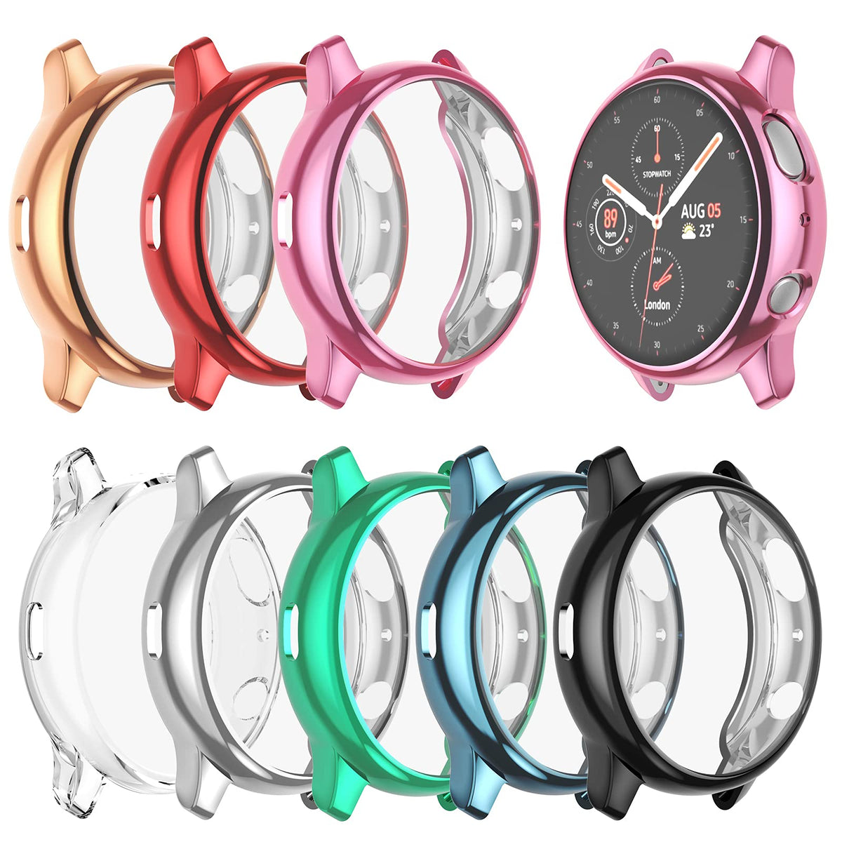 Bharvest [8 Pack] Screen Protector Case Compatible With Samsung Galaxy Watch Active 2 40Mm, Soft Tpu Plated All Round Scratch Re