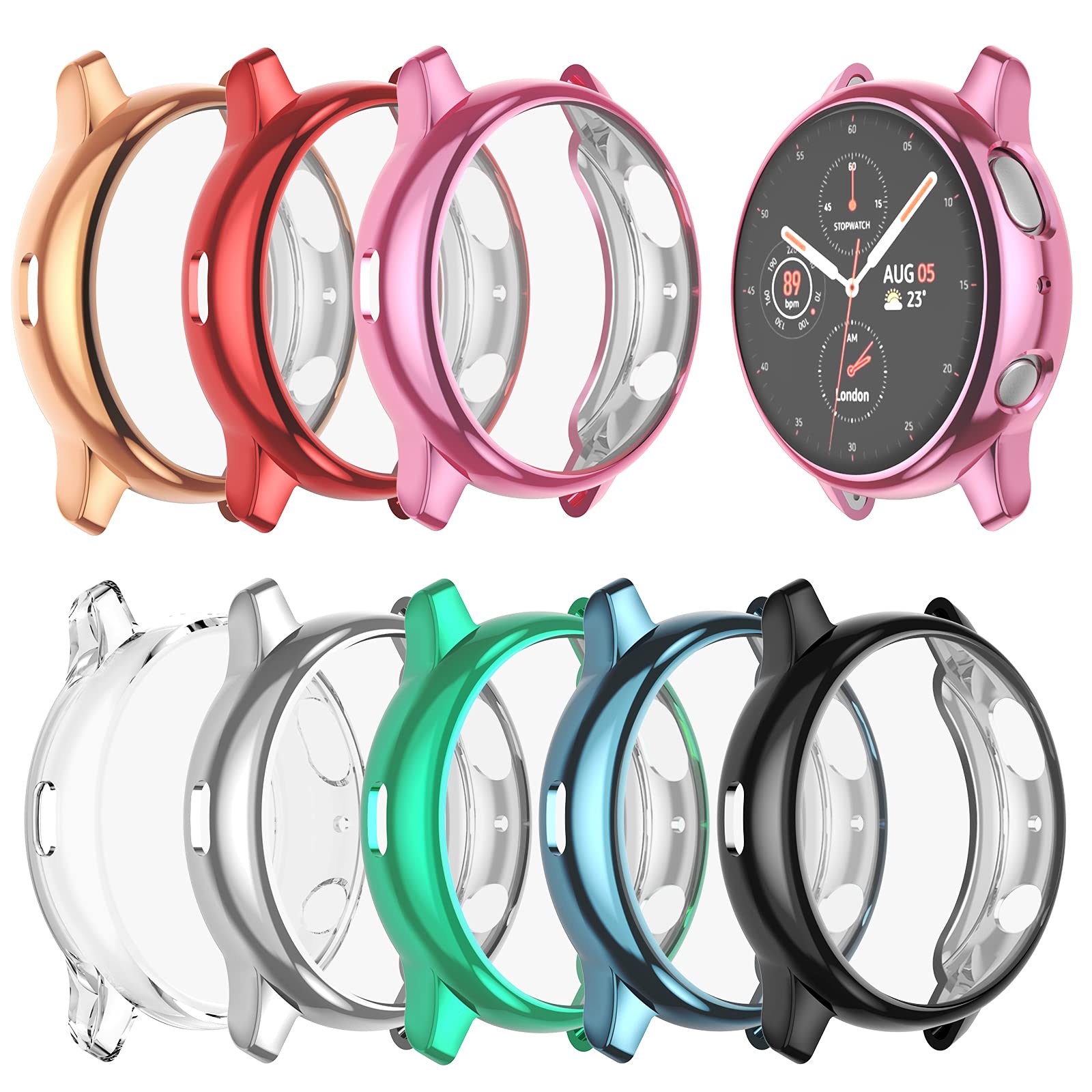 Bharvest [8 Pack] Screen Protector Case Compatible With Samsung Galaxy Watch Active 2 44Mm, Flexible Tpu Plated All Round Scratc
