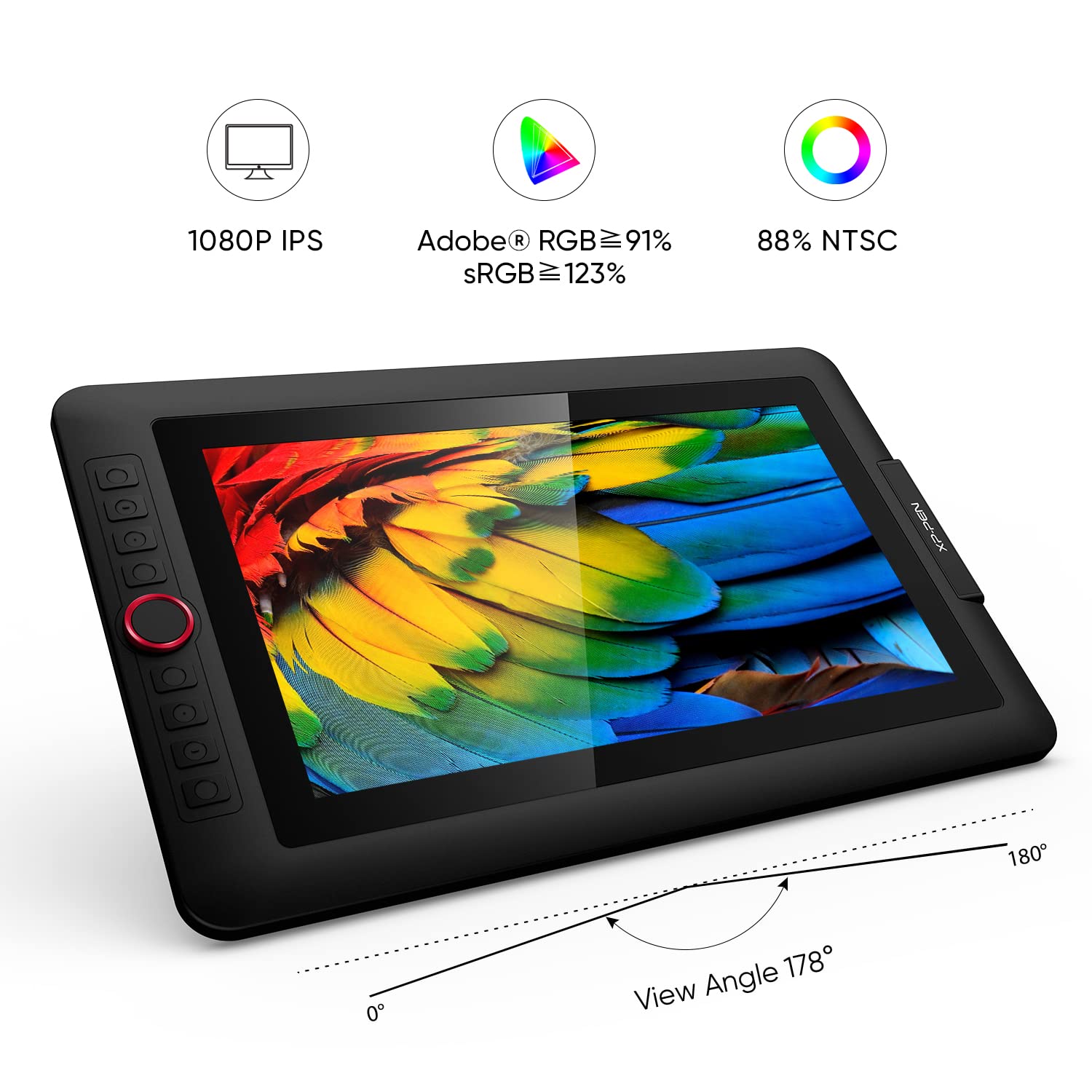 Xppen Drawing Tablet With Screen Full-Laminated Graphics Drawing Monitor Artist13.3 Pro Graphics Tablet With Adjustable Stand An