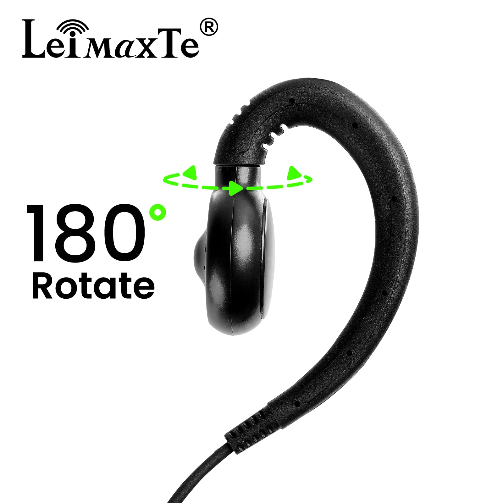 Leimaxte Walkie Talkie Headset Compatible With Baofeng, Kenwood Two Way Radio With Mic Ptt Surveillance Earpiece, C Ring