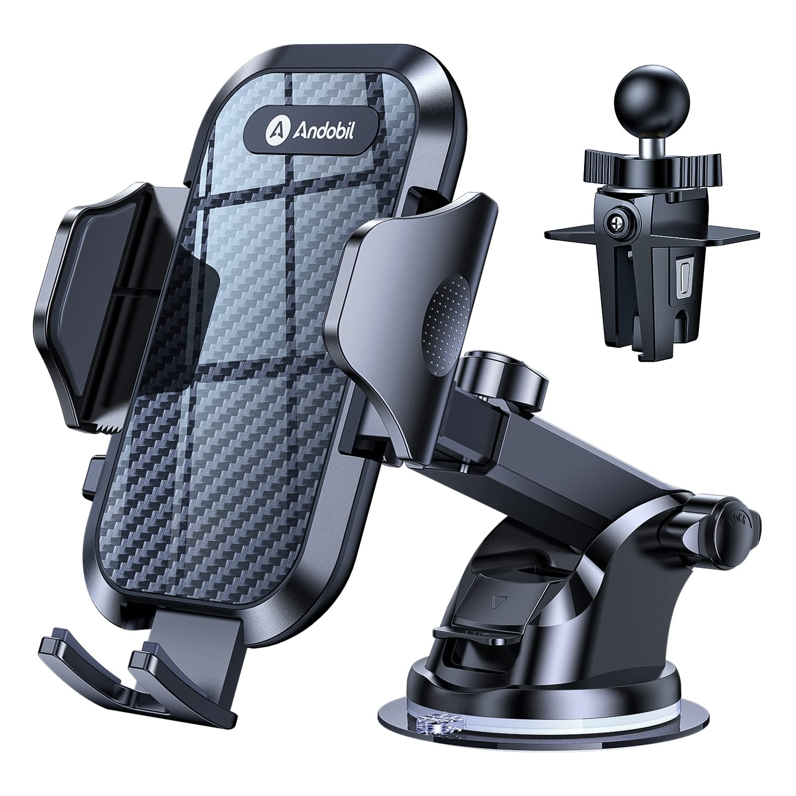 andobil Car Phone Holder (Bumpy Roads Friendly) Military-Grade Cell Phone Car Mount Ultimate Phone Holders for Your Car Dashboar