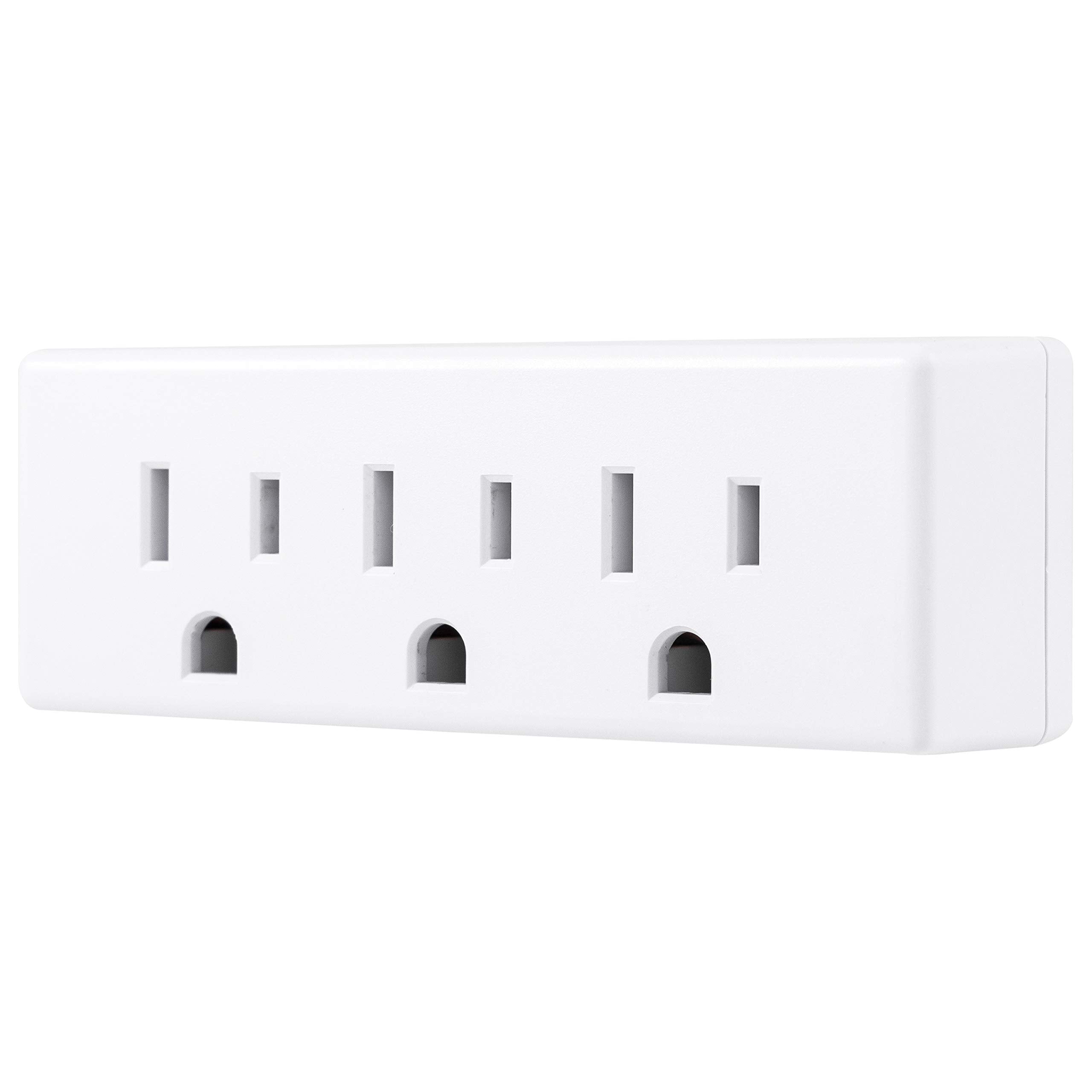 Ge 3 Outlet Extender Wall Tap, Grounded Adapter Plug, Indoor Rated, 3 Prong, Perfect For Travel, Ul Listed, White, 52203