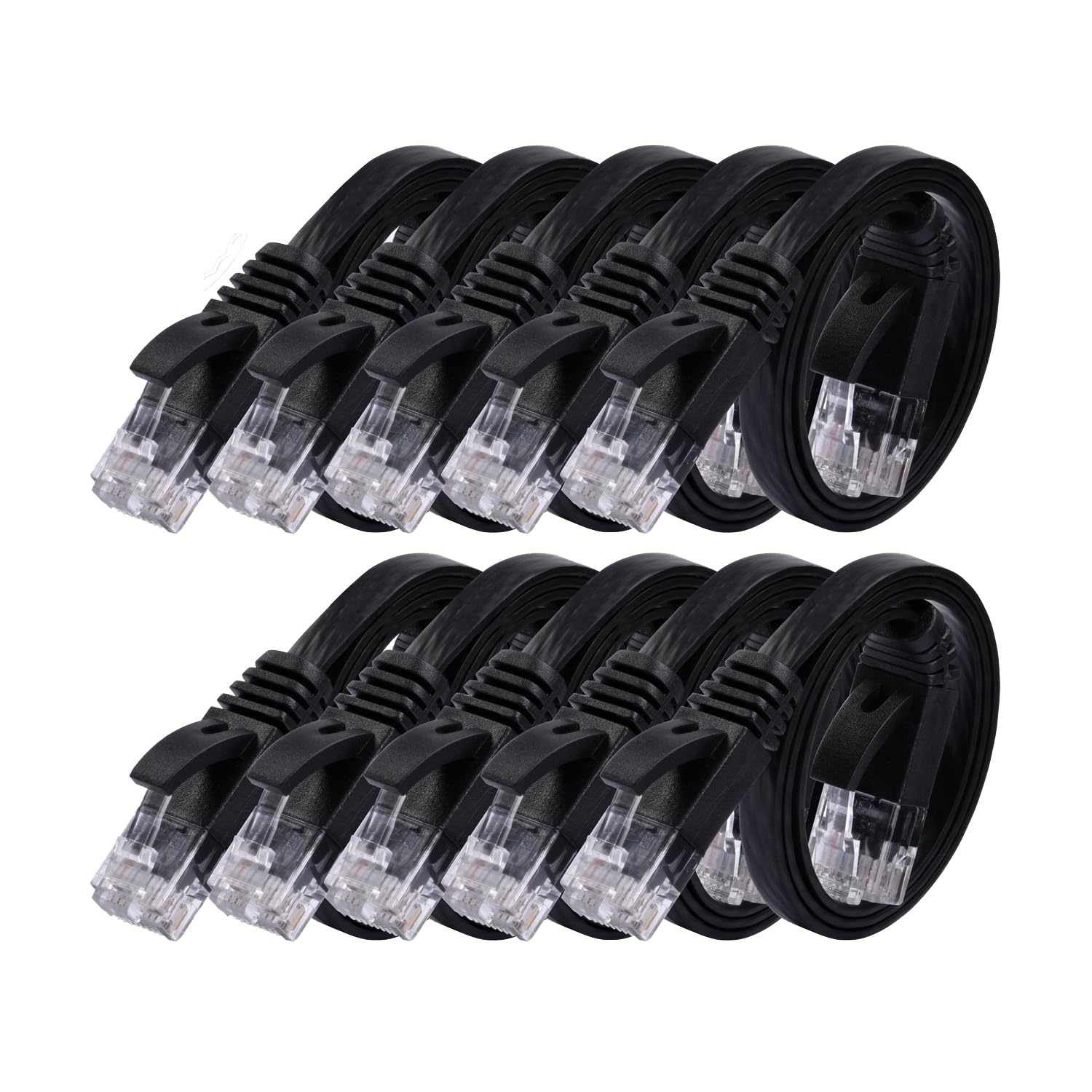 Cat 6 Ethernet Cable 1.5ft (10 Pack) (at a Cat5e Price but Higher Bandwidth) Flat Internet Network Cables - Cat6 Ethernet Patch 