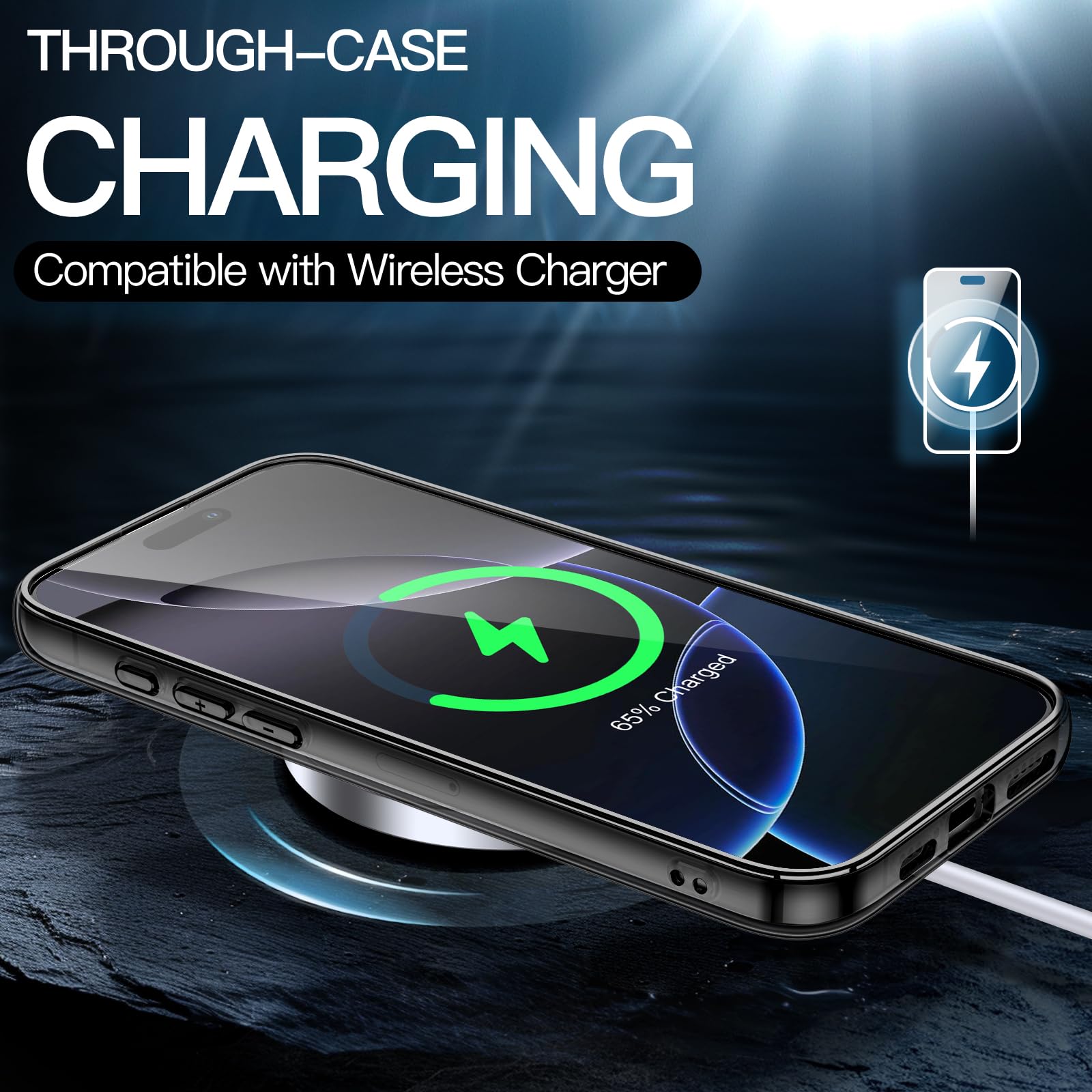 Jetech Case For Iphone 16 Pro 6.3 Inch, Non Yellowing Shockproof Phone Bumper Cover, Anti Scratch Clear Back (Black)