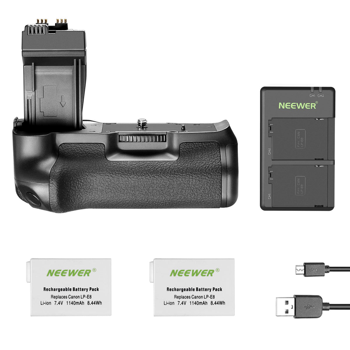 Neewer Bg E8 Replacement Battery Grip For Canon Eos 550D 600D 650D 700D Rebel T2I T3I T4I T5I Dslr Cameras, Comes With 2 Pack 11