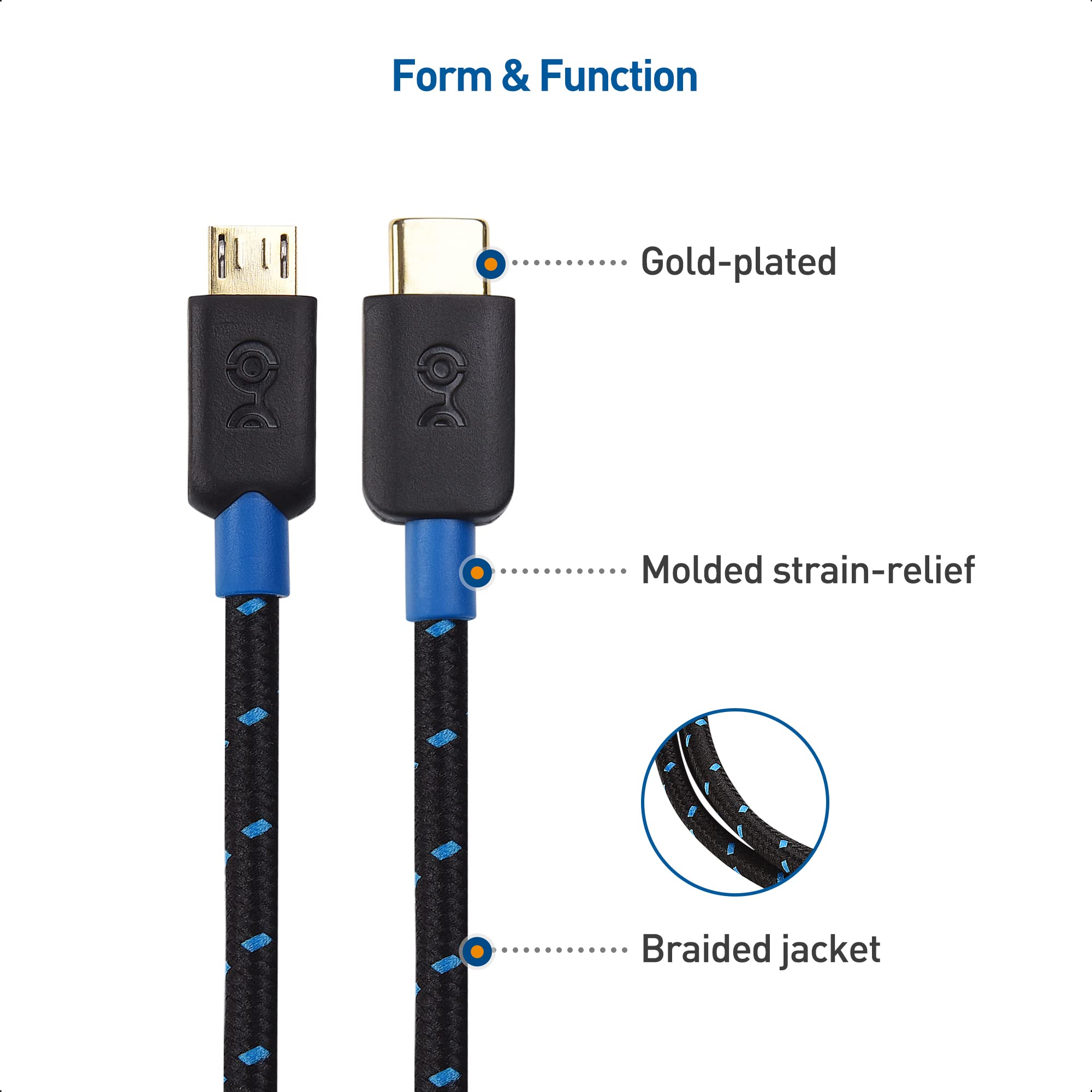 Cable Matters Braided USB C to Micro USB Cable   3.3ft, Micro USB to USB C Cable, USBC to Micro USB Cord, for Wall Chargers, Game Controllers & More, Black