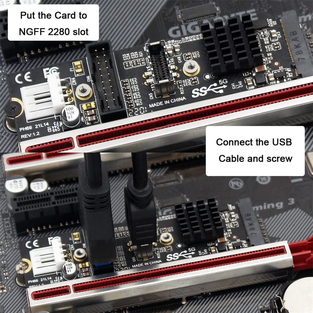 Nfhk 5Gbps Type E Usb 3.1 Front Panel Socket & Usb 2.0 To Nvme Ngff M Key Express Card Vl805 Adapter For Motherboard