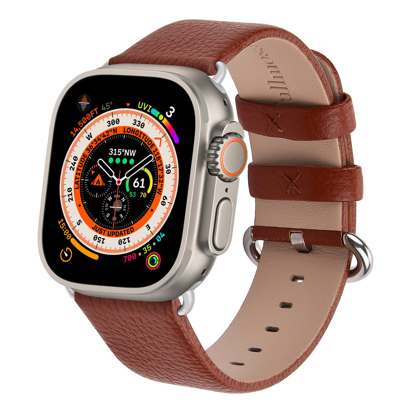 Fullmosa Watch Band Compatible With Leather Apple Watch Band 45Mm 44Mm 42Mm, Top Grain Iwatch Band For Series Ultra2/Ultra/9/8/7
