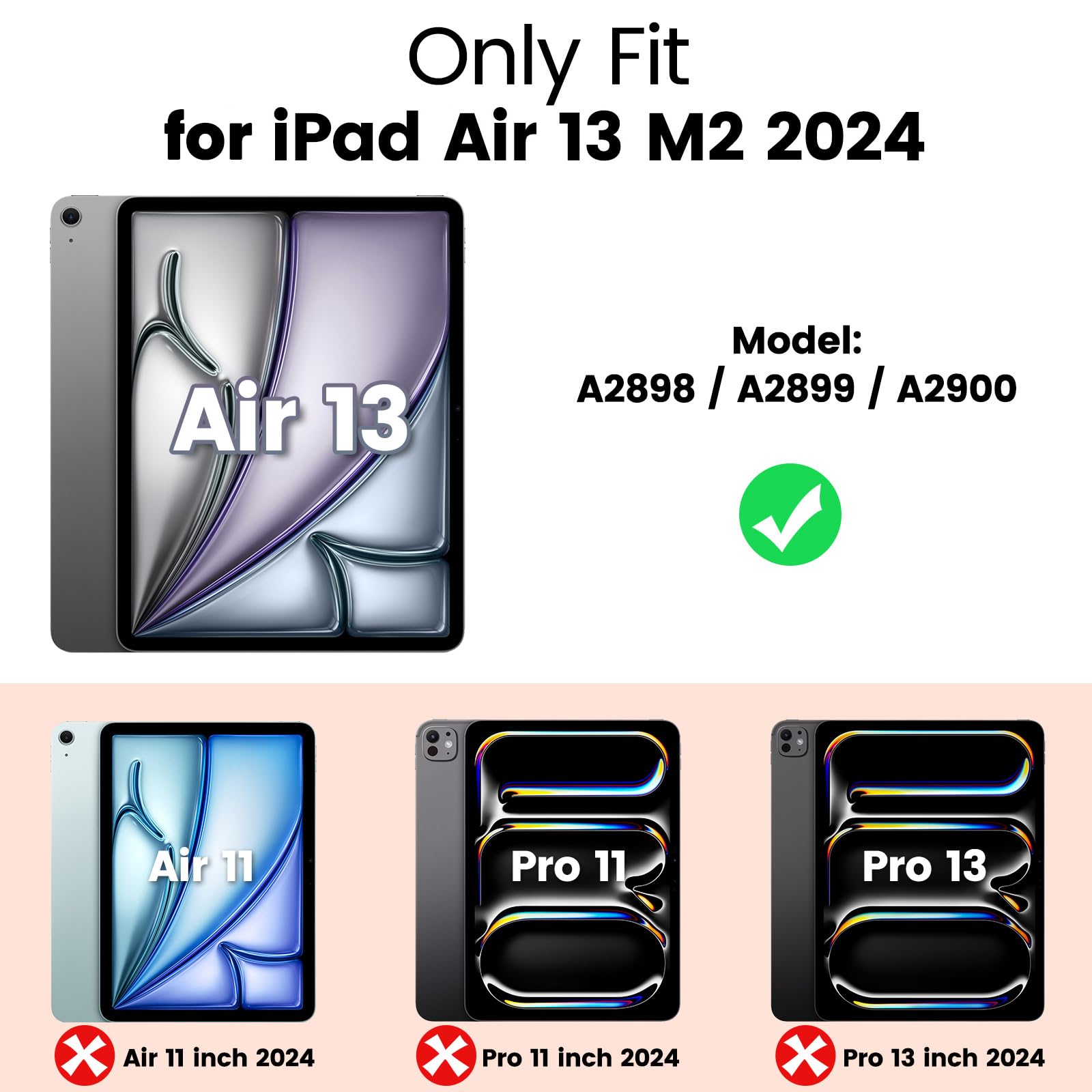 Timecity Case For Ipad Air 13 Inch M2 2024(Model: A2898, A2899, A2900) With Built In Screen Protector, 360 Rotating Kickstand, A