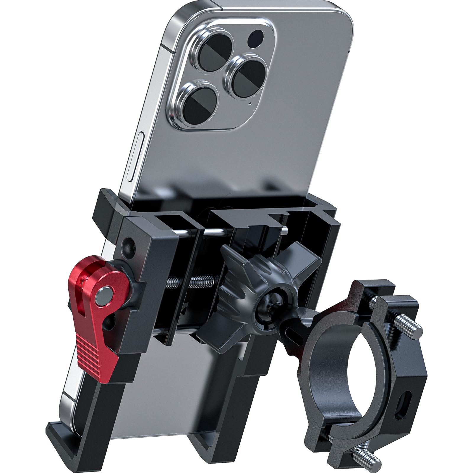 Tiakia Aluminum Bike Phone Mount Holder, [2024 Upgrade] Motorcycle Phone Mount, [1S Lock] Handlebar Mounted Cell Phone Holder, 3
