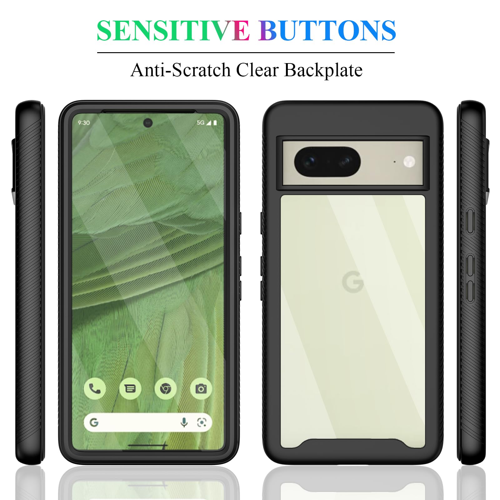 Wahhle Compatible With Google Pixel 7 Case, Built In Screen Protector Full Body Shockproof Slim Fit Bumper Protective Phone Cove