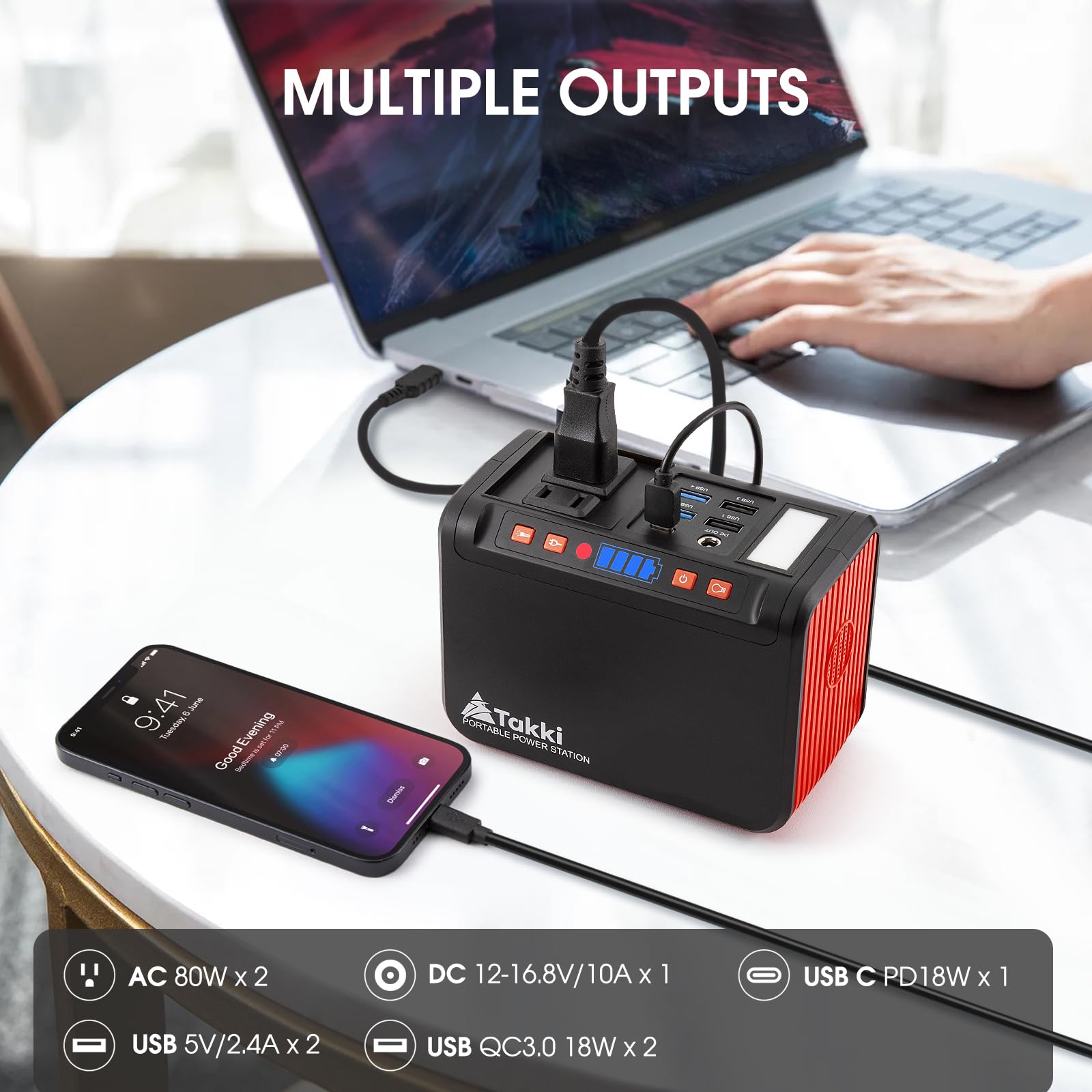 Takki 111Wh Portable Power Station With Carrying Case Bag Small Generator Lithium Battery With Peak 120W Ac Outlet Usb Ports For