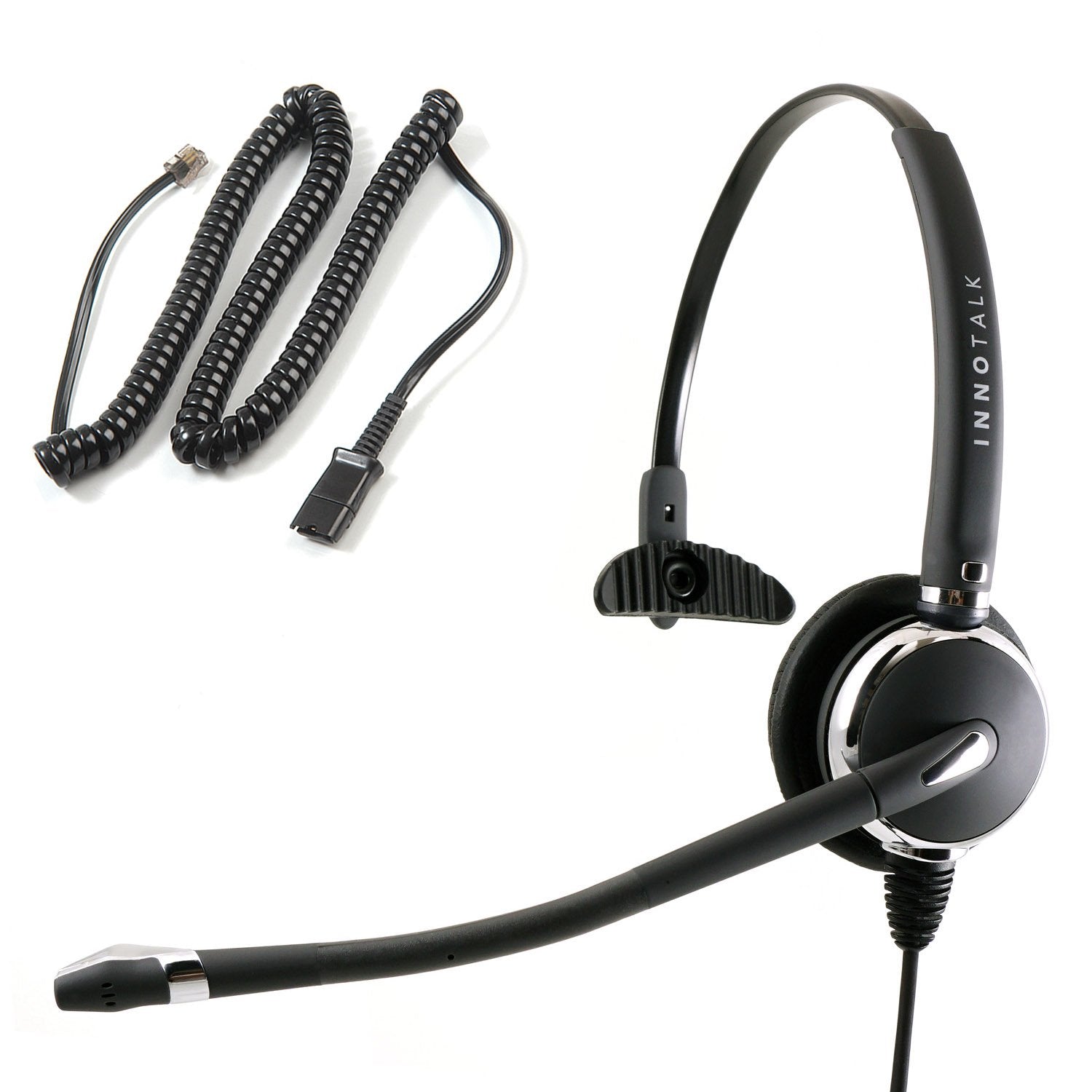 Innotalk Rj9 Quick Disconnect Phone Headset Compatible With Polycom Mitel Shoretel Nec Fanvil Alcatel Toshiba Aastra Deskphones,