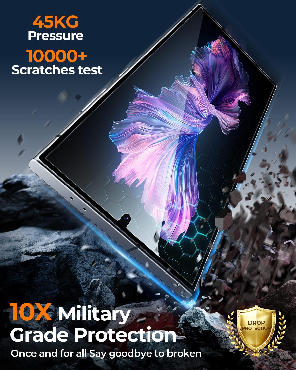 Mrglas Top 9H+Tempered Glass For Samsung Galaxy S24 Plus Screen Protector 6.7'' [Auto Alignment Kit][10X Military Protection] Wi