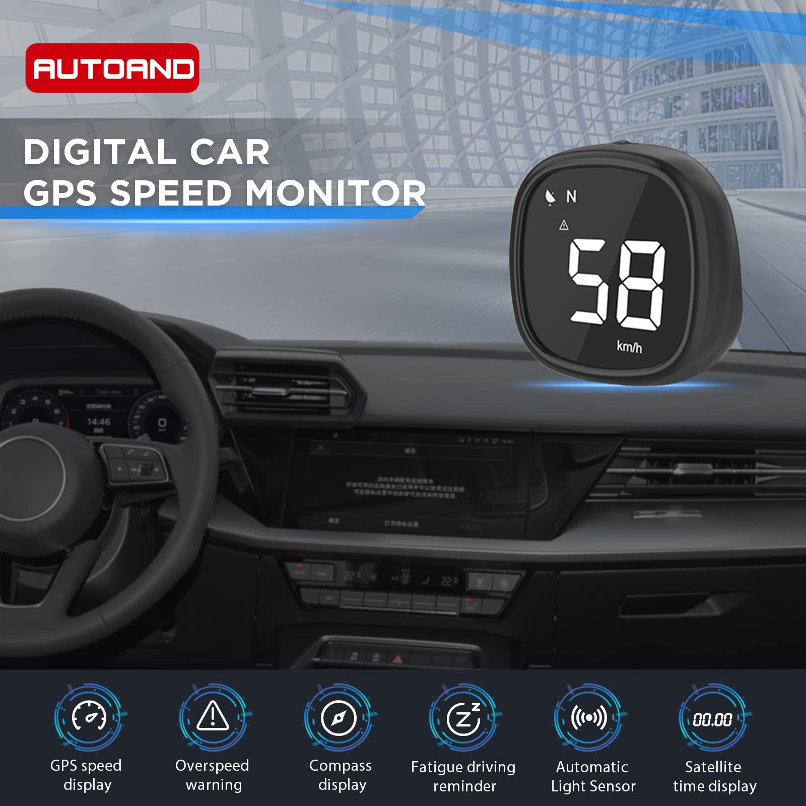 Autoand Car Gps Speedometer With Digital Hud Display, Off Road Real Time Speed Monitor With Overspeed And Fatigue Driving Remind