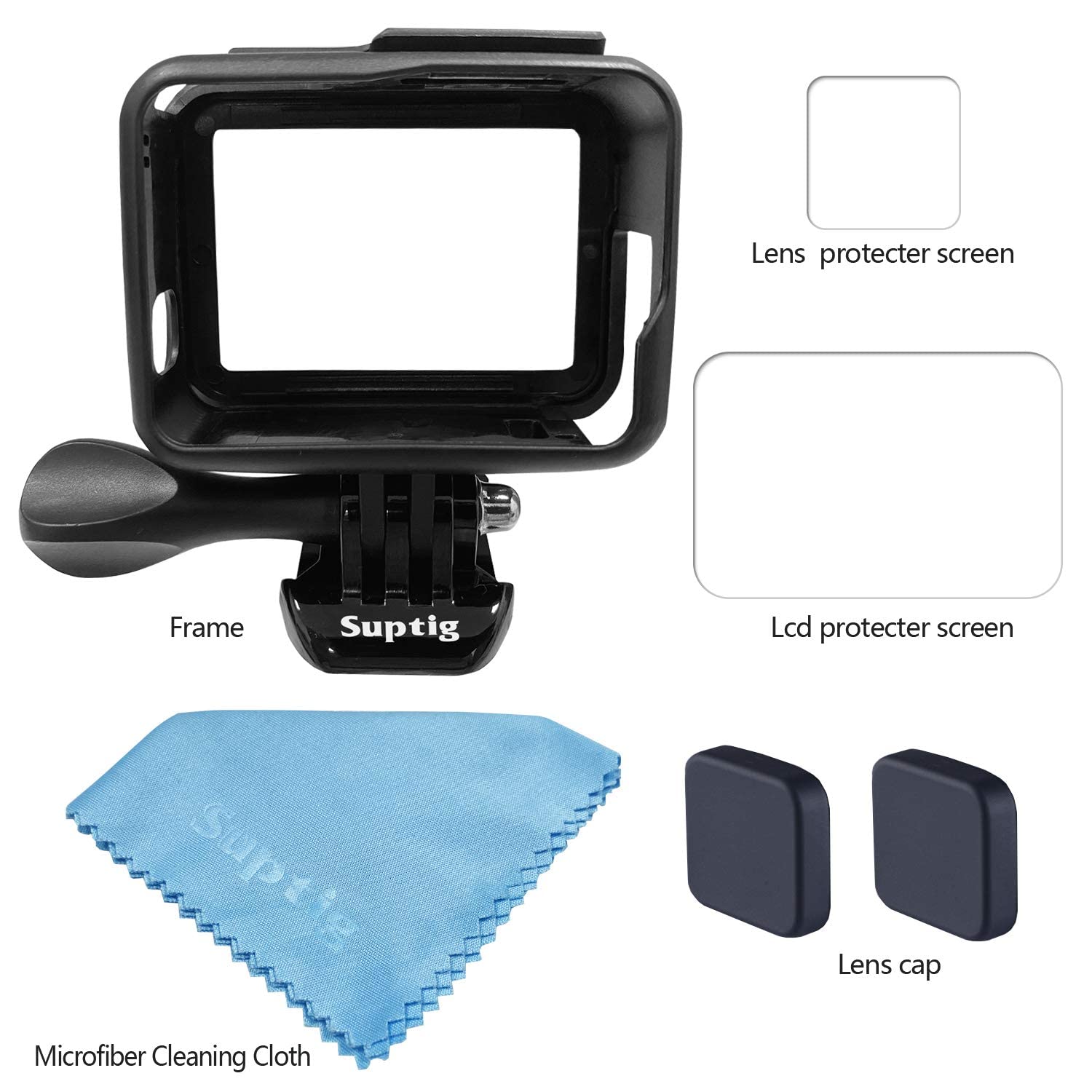 Suptig Frame Case Housing Mount for GoPro Hero 7, 6, 5, 2018 - Black, Durable Accessory for Action Cameras