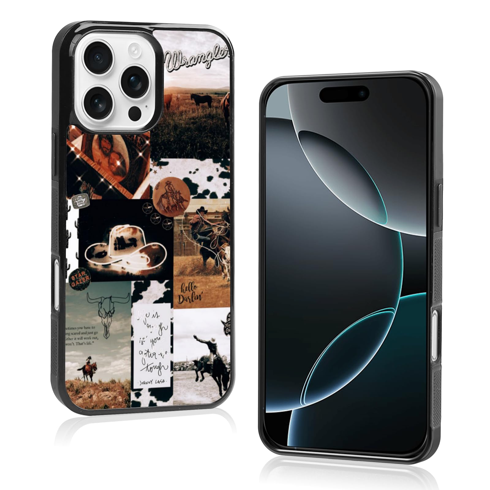 Onemiliayears Cool Cowboy Cowgirl Horse Phone Case, Hippie Western Iphone 16 Pro Max Case, Non-Slip Design, Soft Silica Gel Fram