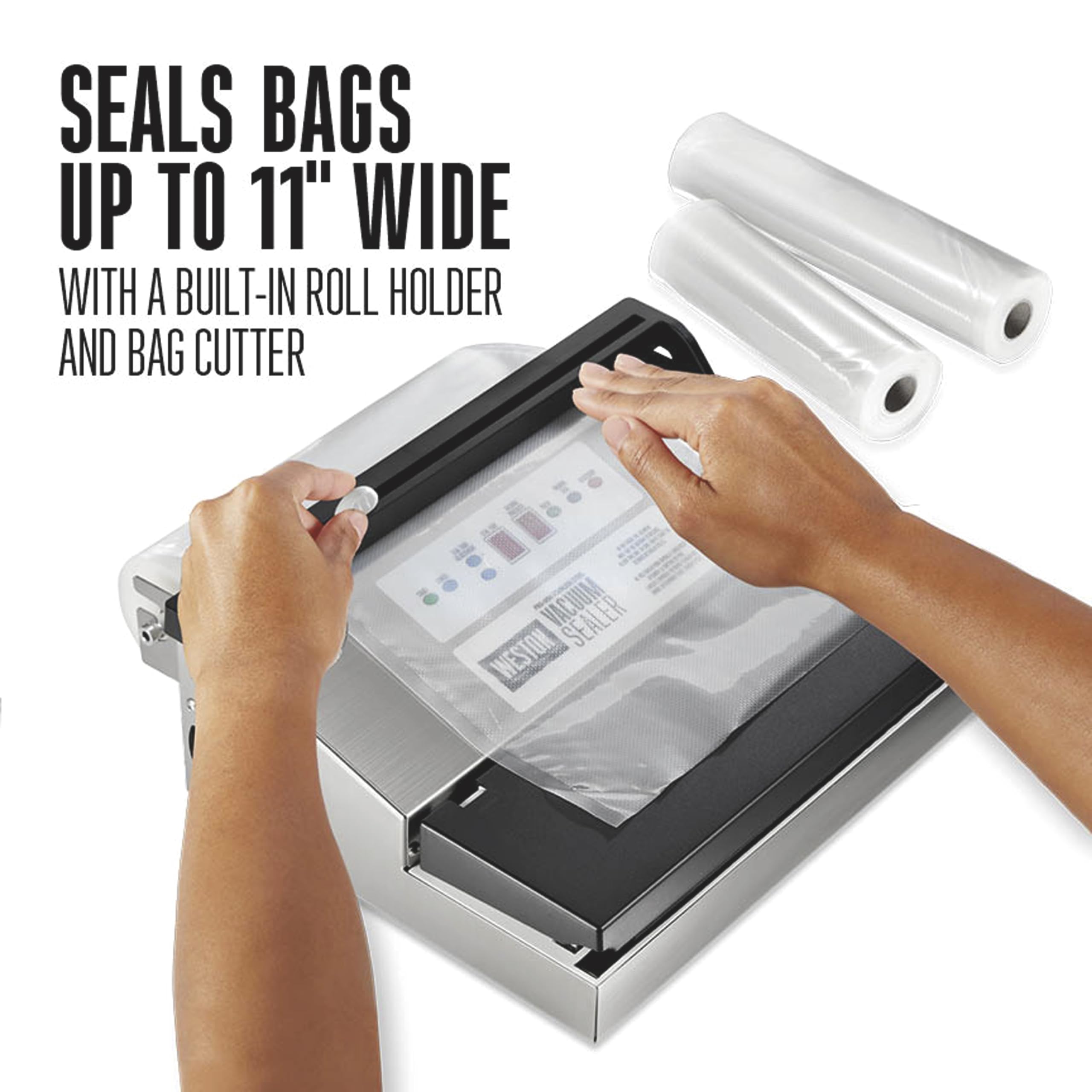 Weston Brands Vacuum Sealer Machine For Food Preservation & Sous Vide, Extra Wide 5Mm Bar For Sealing Bags Up To 11'' Wide, 460