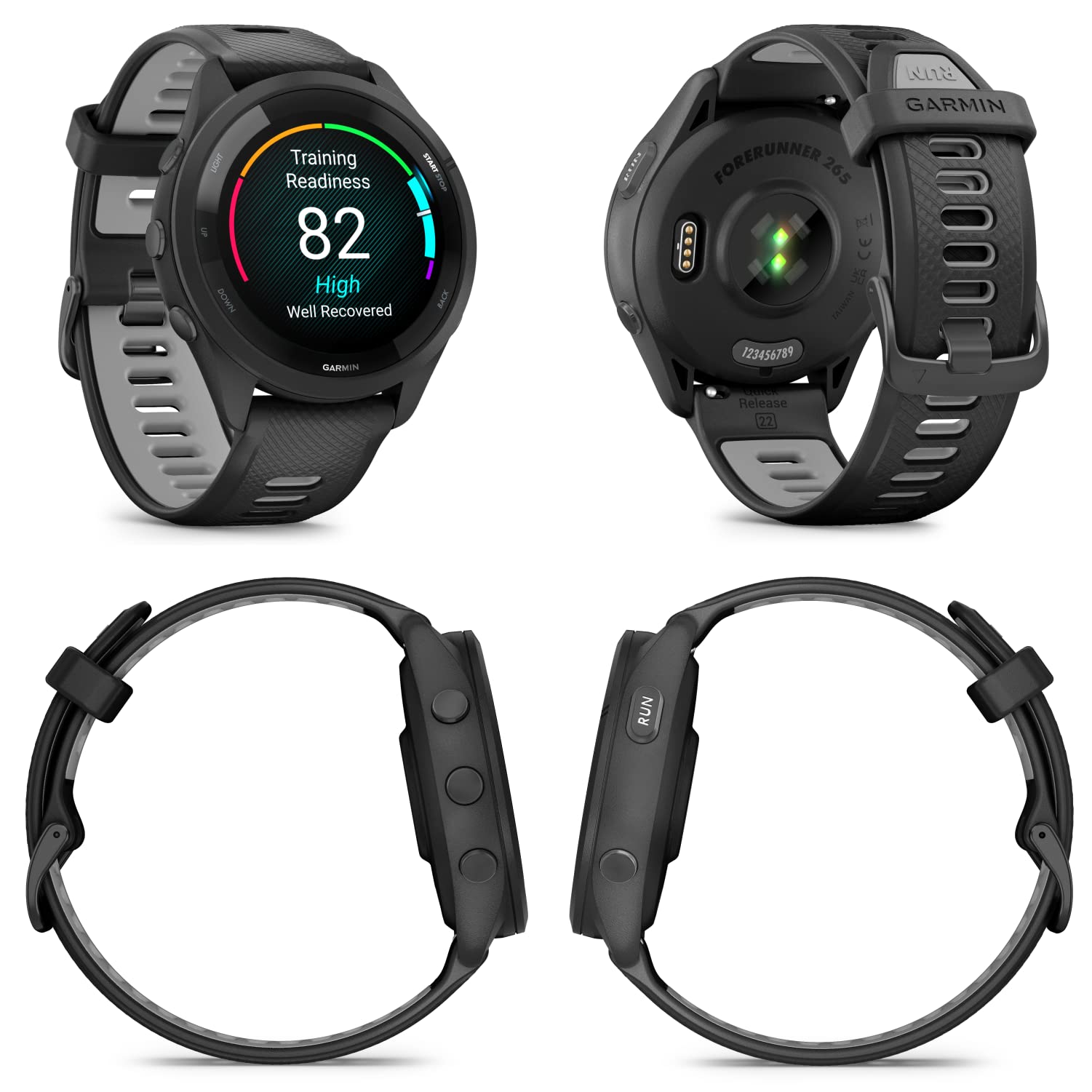 Wearable4U Garmin Forerunner 265 Music Gps Running 46 Mm Smartwatch, Black With Amoled 1.3 In Touchscreen Display Black Earbuds