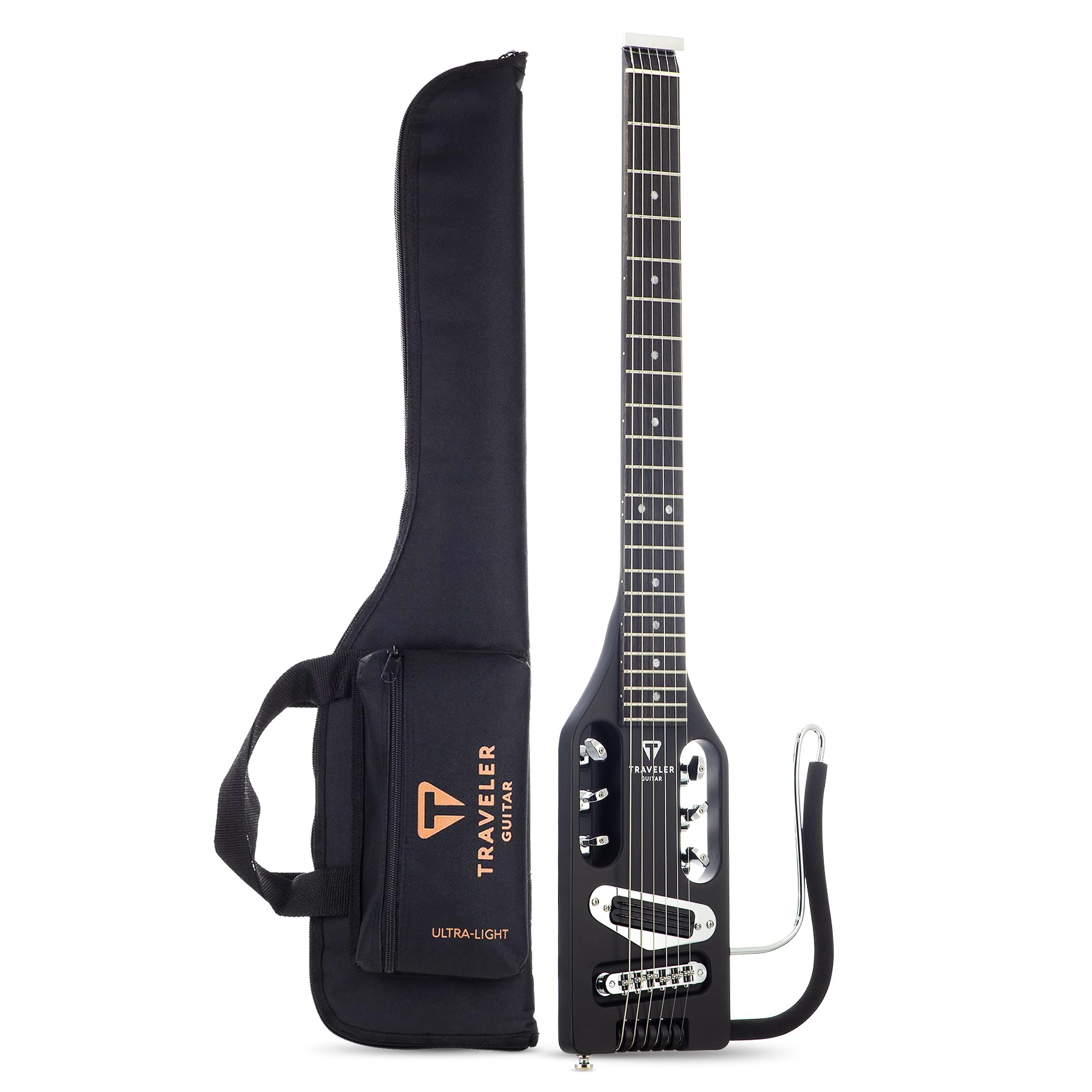 Traveler Guitar Ultra-Light Matte Black Electric Guitar | Small Electric Guitar with Removable Lap Rest | Full 24 3/4 Scale Trav