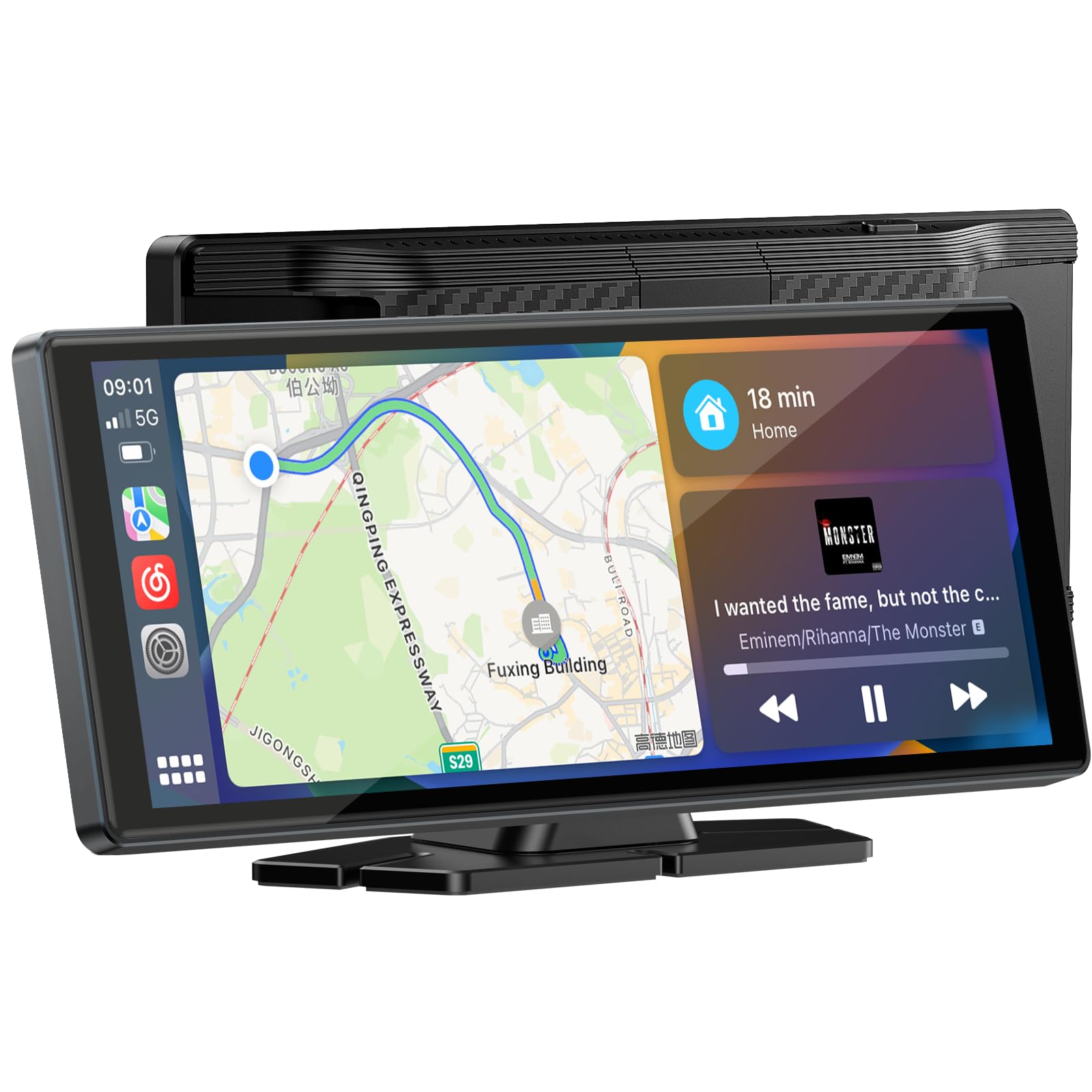 Lamtto 9.26 Inch Wireless Carplay Screen For Car Compatable With Apple Carplay& Android Auto,Portable Car Stereo With Gps Naviga