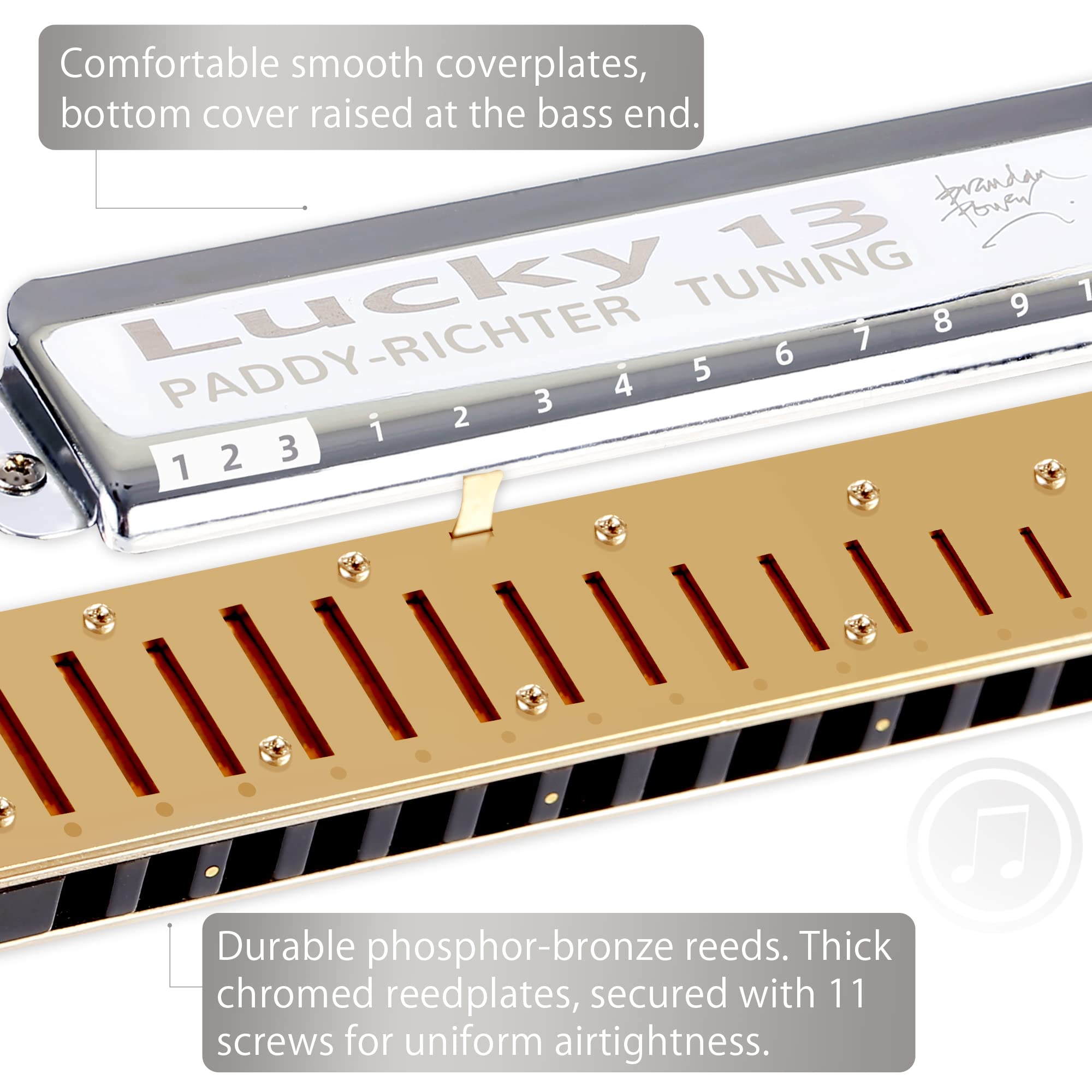 East Top Lucky 13 Bass Plus Blues Harmonica 13 Holes Diatonic Harp Mouth Organ Professional Musical Instruments Paddyrichter C K
