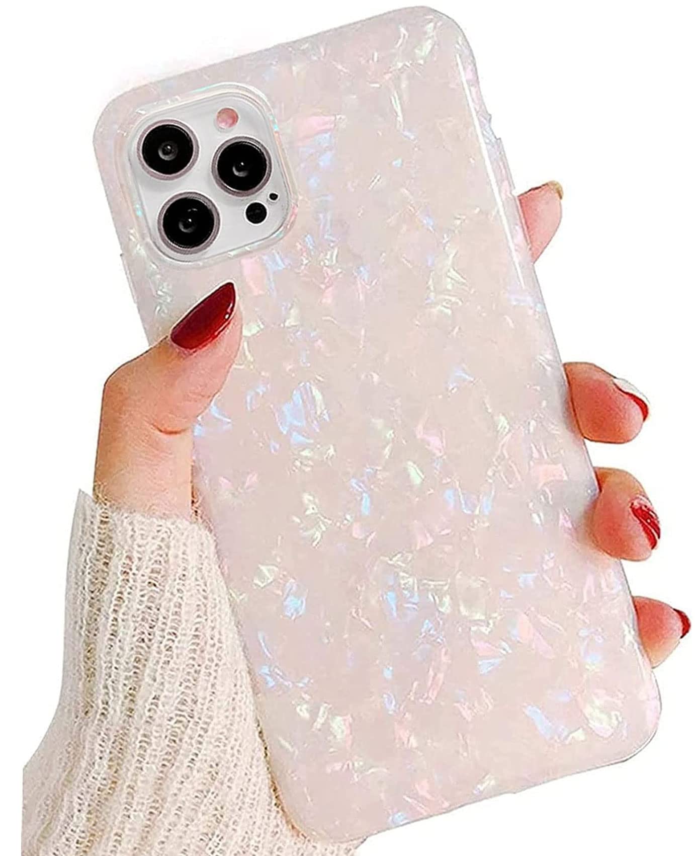 J.West For Iphone 14 Pro Max Case 6.7 Inch, Cute Ultra Thin Luxury Sparkle Translucent Clear Colorful Opal Pearly [Tinfoil Serie