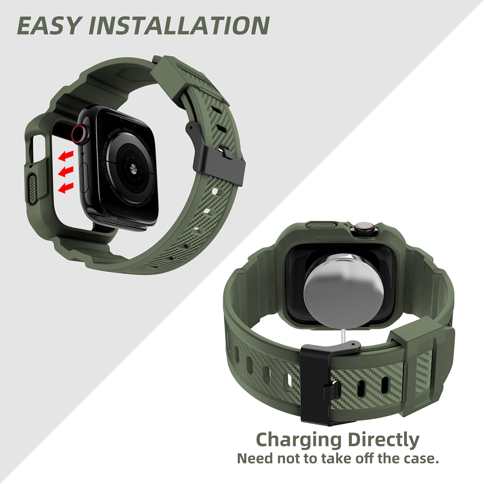 Orobay Compatible With Apple Watch Band 45Mm/44Mm/42Mm Series 3/2/1 With Case, Shockproof Rugged Band Strap For Iwatch Se2 Se Se