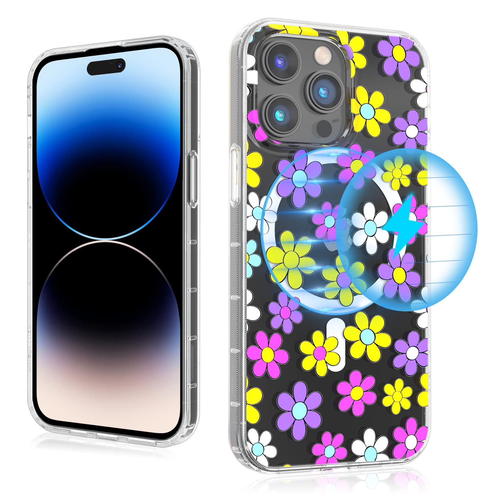 MYBAT PRO Magnetic Slim Clear Case for iPhone 14 Pro Case 6.1, Compatible with MagSafe, Cute Crystal Mood Series for Women Girls