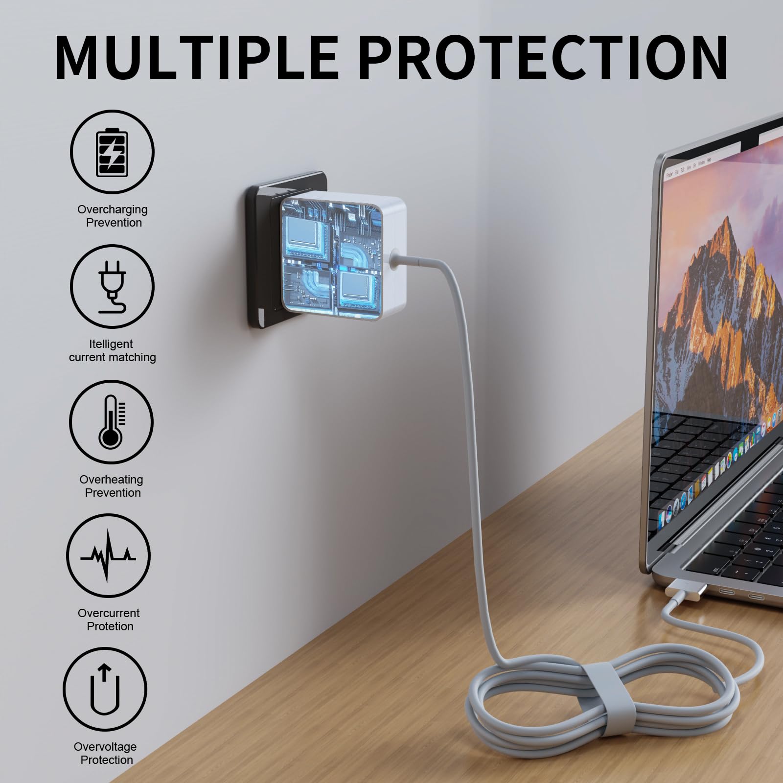 Mac Book Air Charger,Replacement For Mac Air Ac 45W Power T Tip Shape Connector, For Mac Book Air 11 Inch And 13 Inch(Between 20