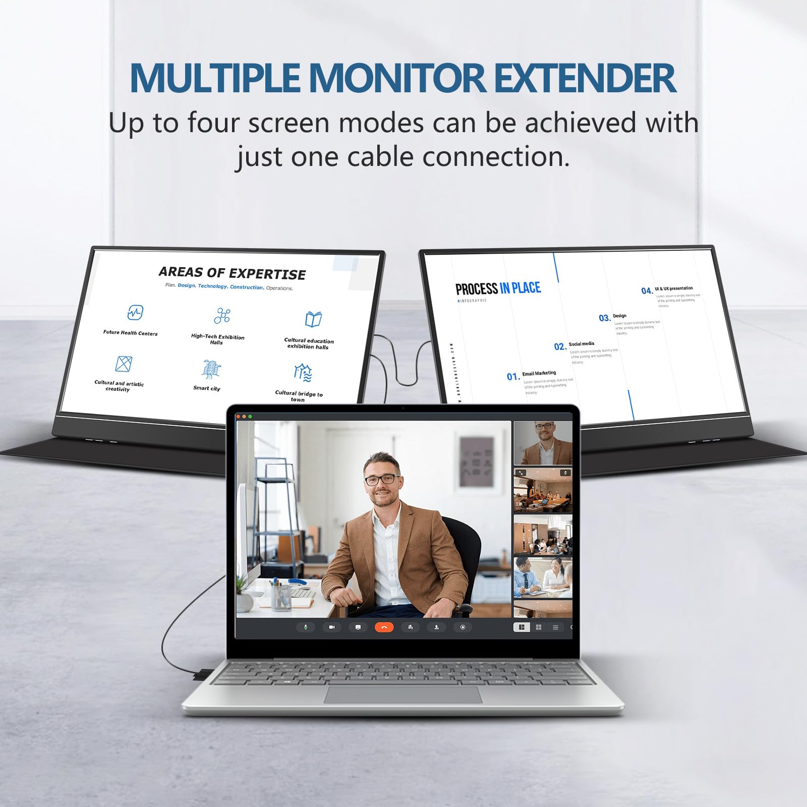 G Story Portable Monitor 14 Inch Fhd 1080P Ips Usb C,Usb A Laptop Monitor With Adjustable And Hidden Cable Design,Extender Displ