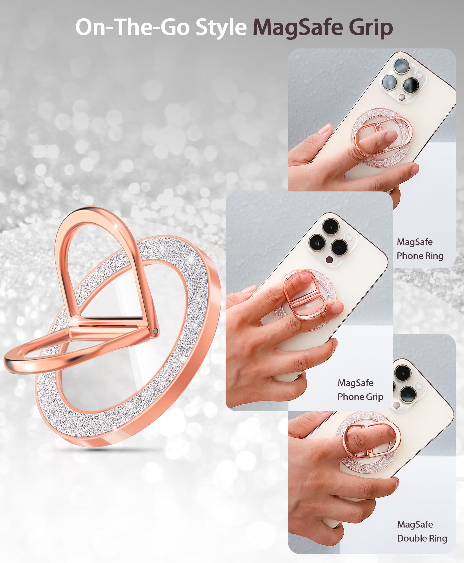 Dremmiwin Magnetic Phone Grip | Phone Ring Holder | Stylish Twinkle Transparent With Phone Ring Holder For Iphone, Mag Safe Phon