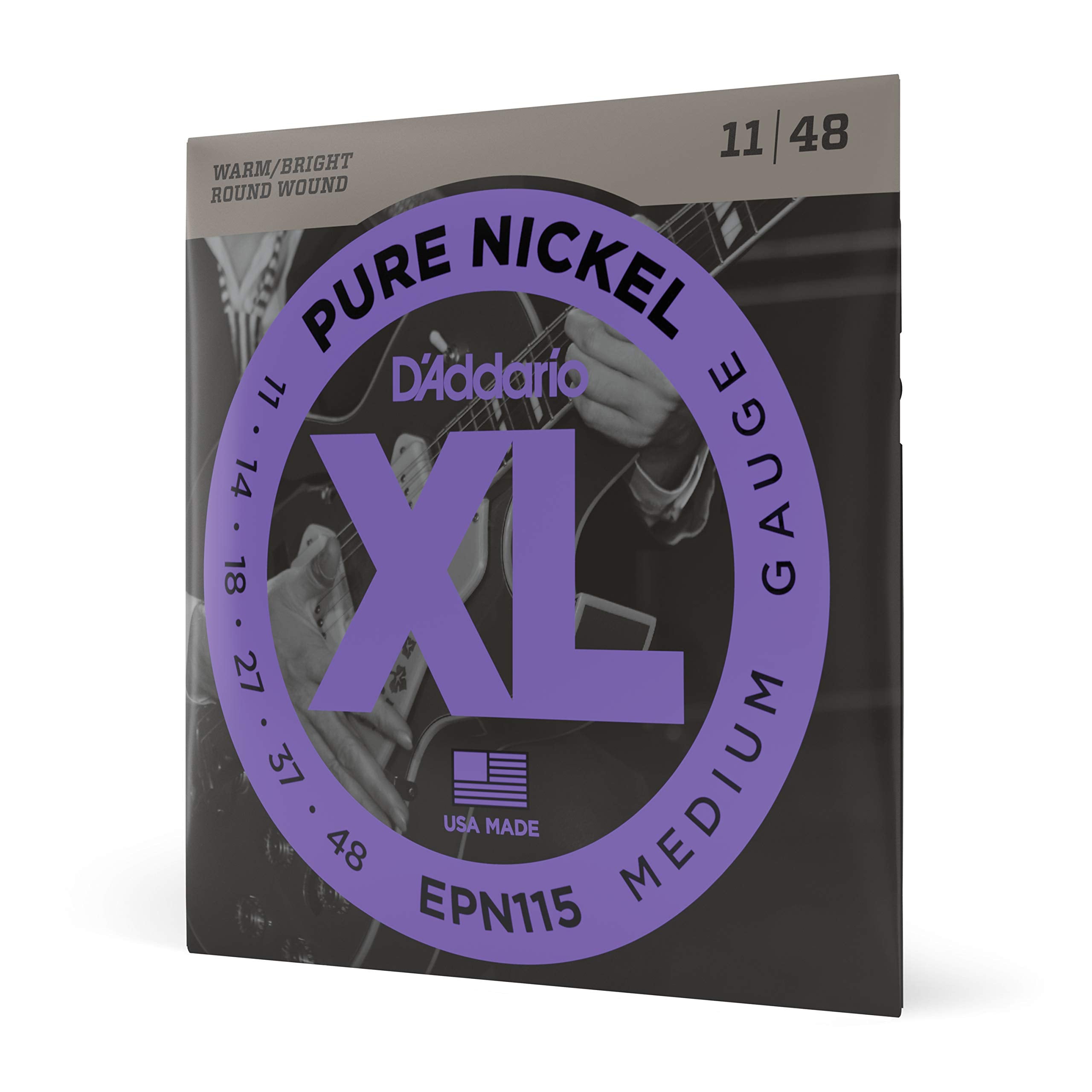 D'Addario Guitar Strings   Xl Pure Nickel Electric Guitar Strings   Round Wound   Warm, Bright, Vintage Sound   Epn115   Blues/J