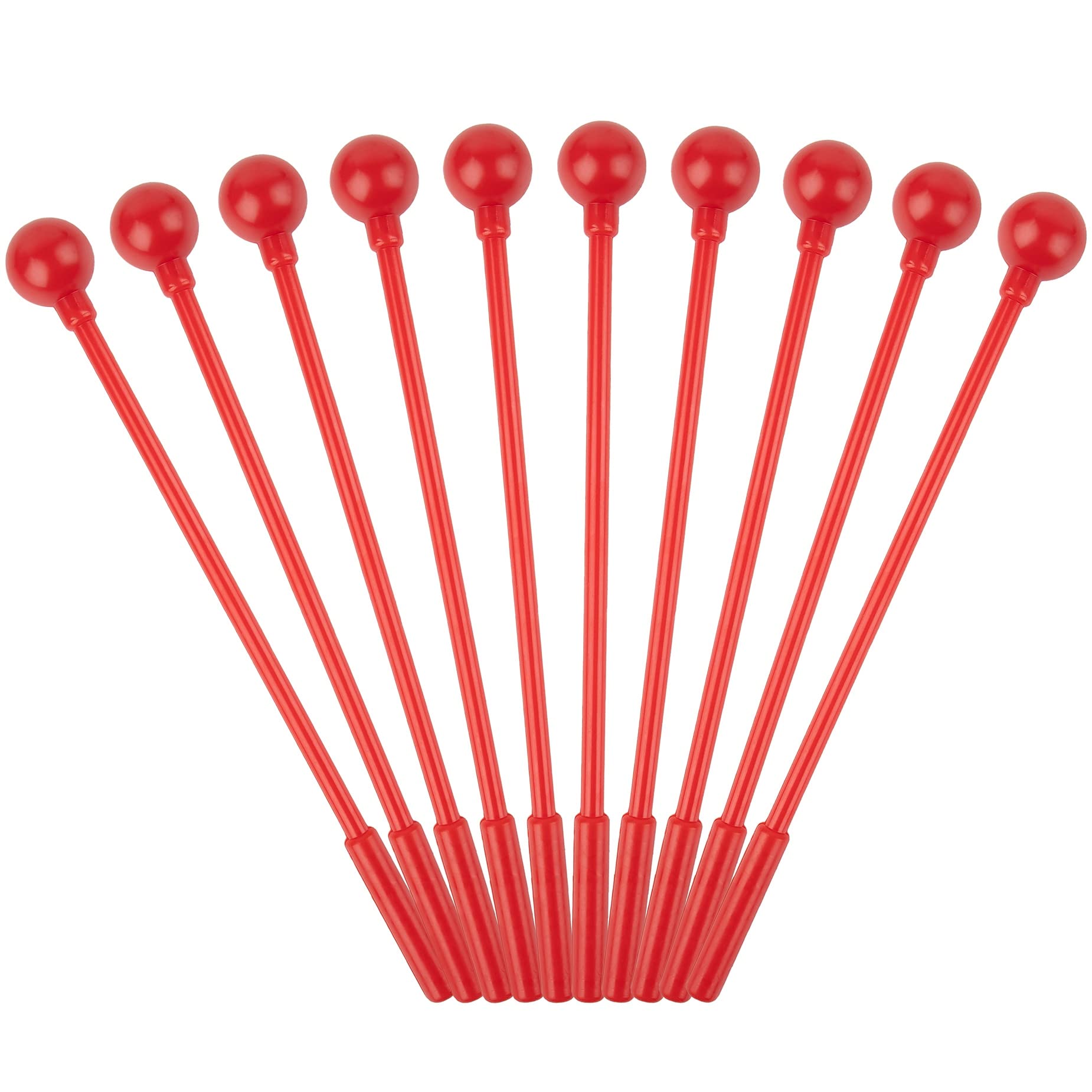 Auear, 10 Pack Plastic Bell Mallets Solid Drum Percussion Sticks Hammer Red