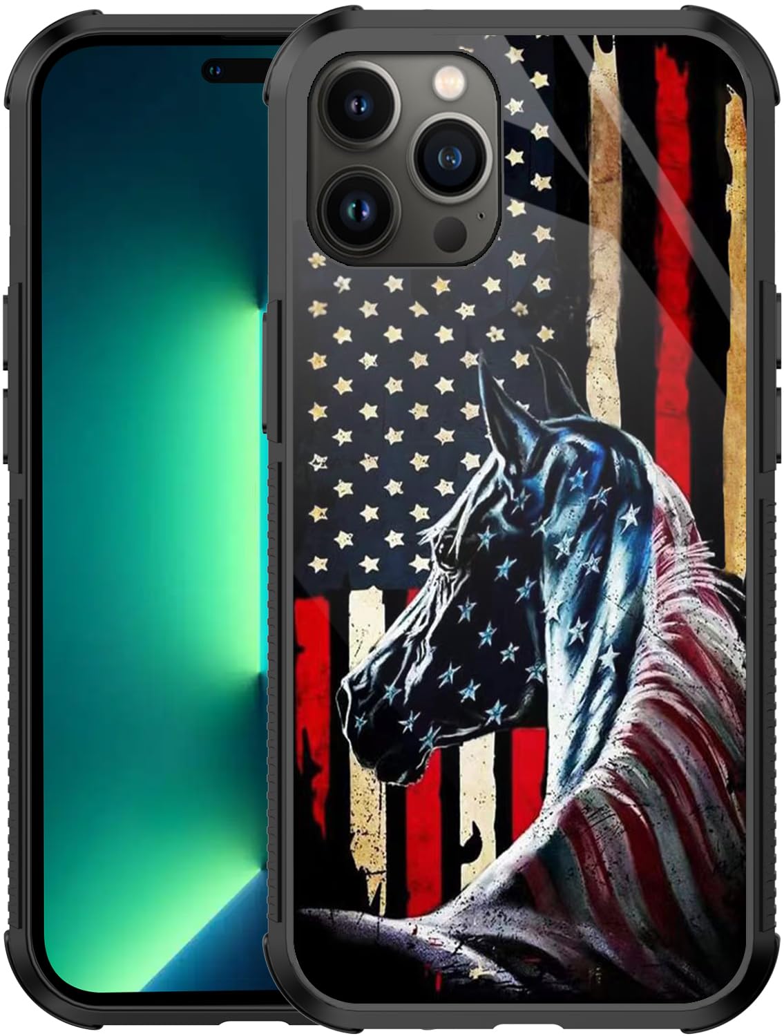 Zhuxuxitt Case For Iphone 15 Pro Case,Flag Horse Case For Iphone 15 Pro Design For Men Boys [Anti-Scratch] Non-Slip+Shockproof R